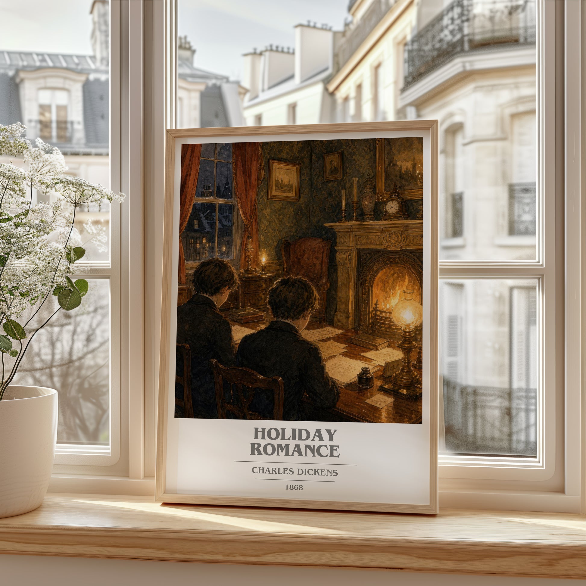 Holiday Romance book cover poster colour and style options – Charles Dickens book art