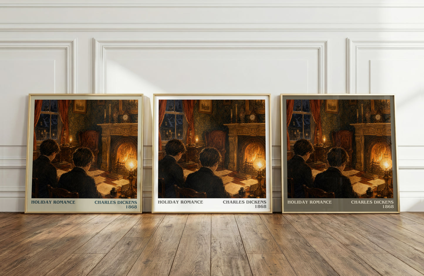 Holiday Romance literary art print colour and style options – Charles Dickens book art