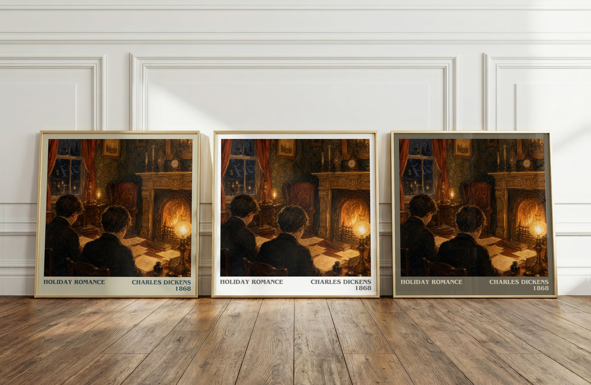 Holiday Romance literary art print colour and style options – Charles Dickens book art