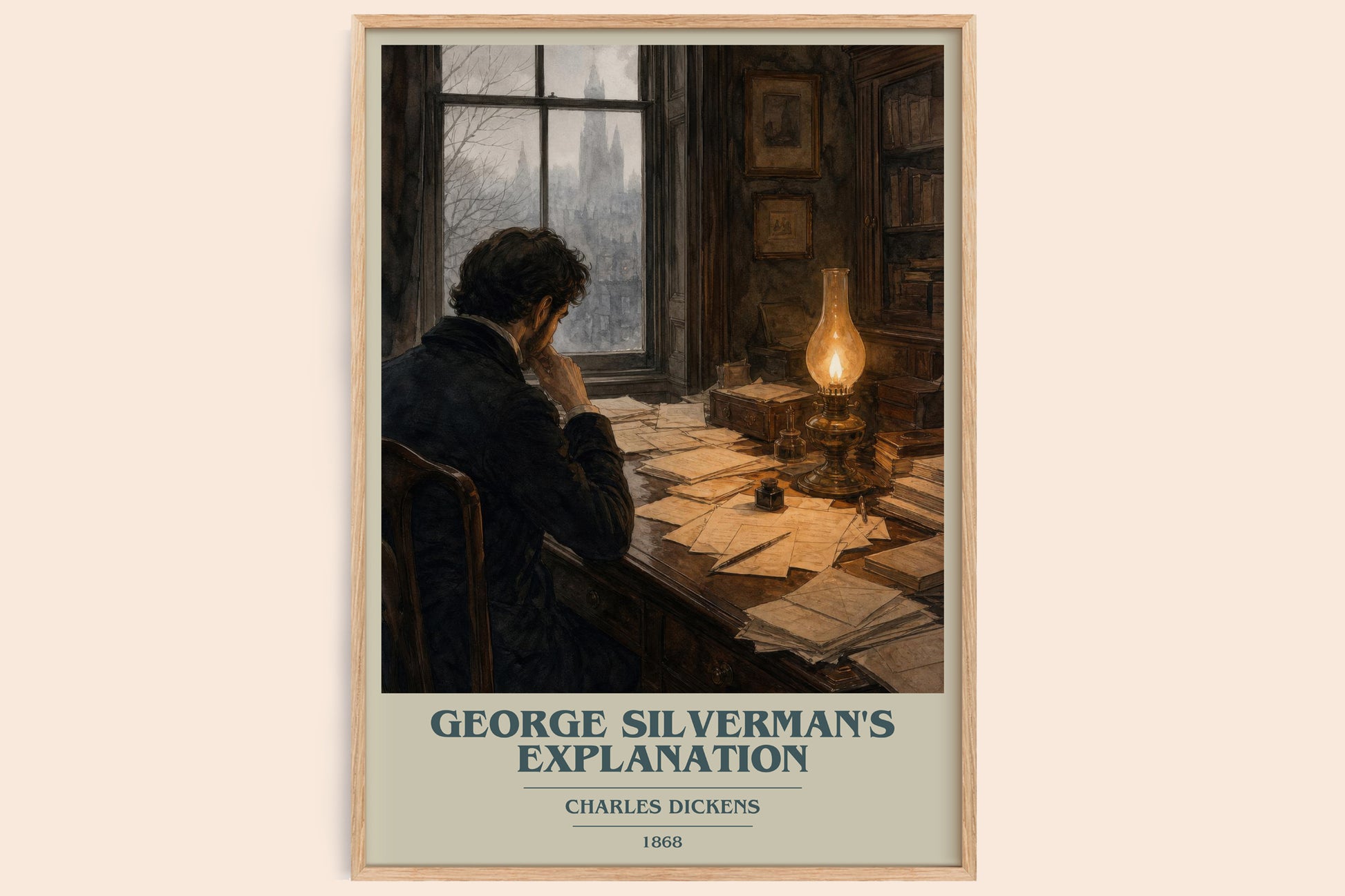 George Silverman'S Explanation book cover book poster by Charles Dickens – framed literary art print