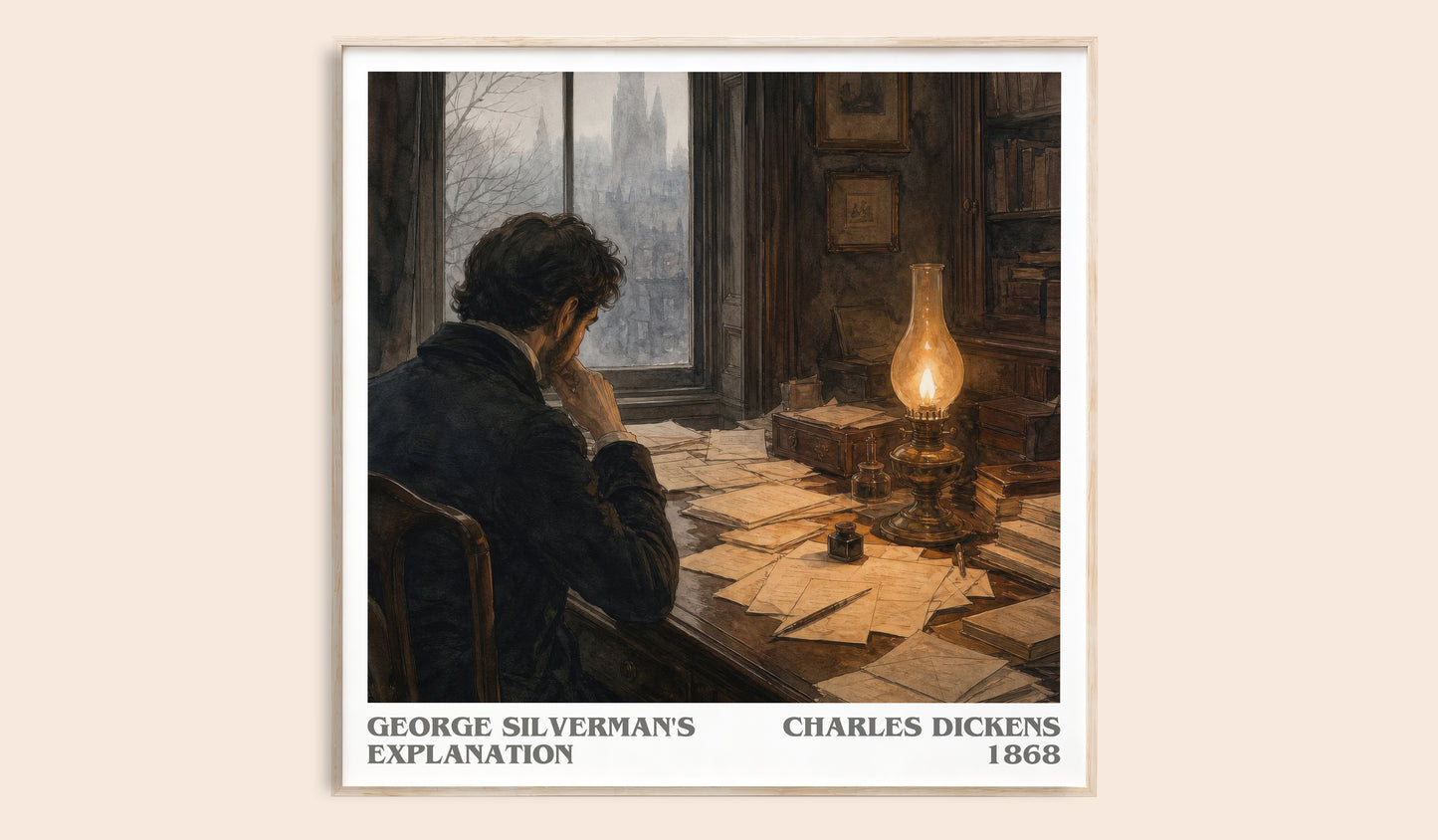 George Silverman'S Explanation literary book poster by Charles Dickens – framed literary art print