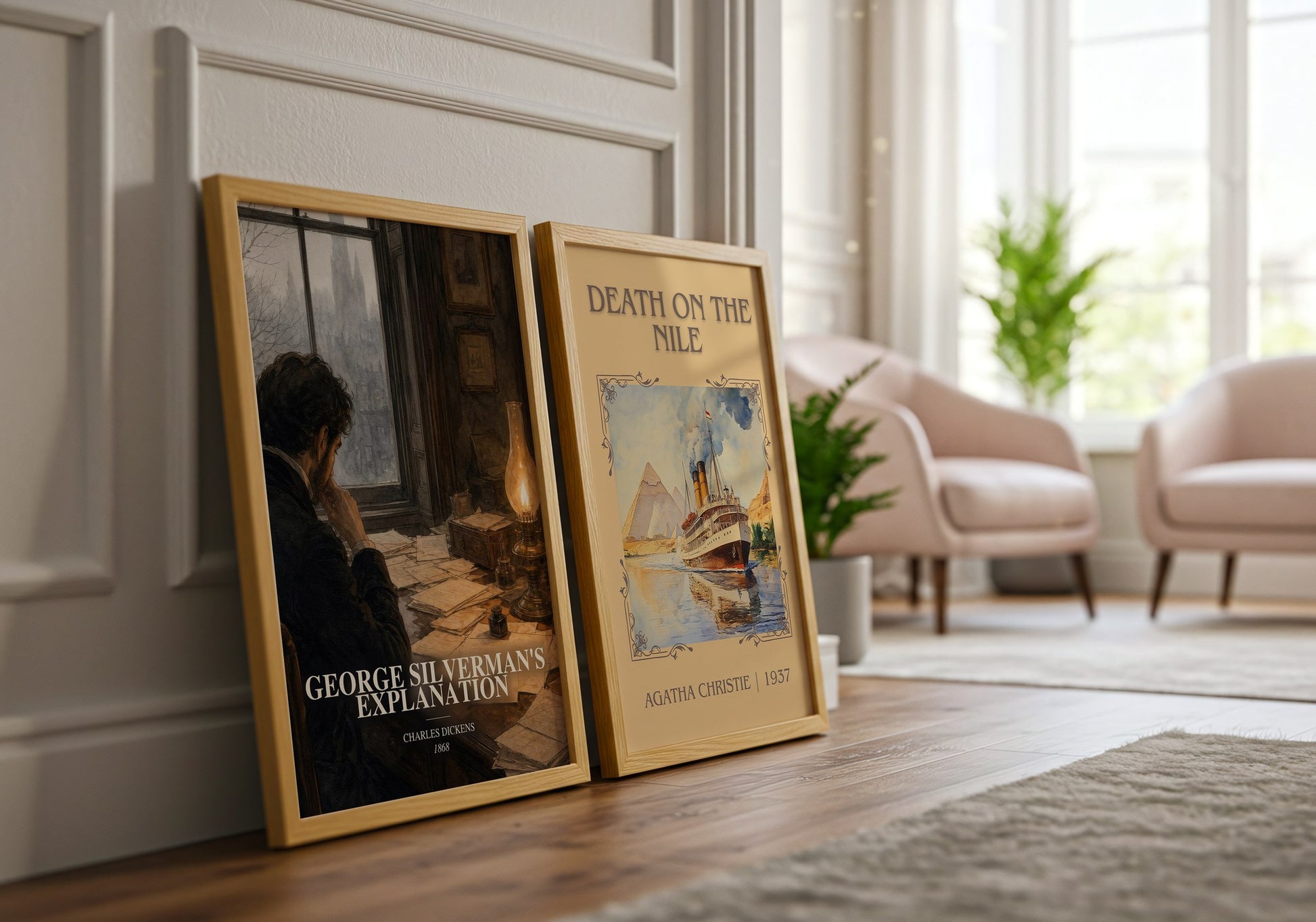 George Silverman'S Explanation watercolour print framed by window – literary home decor