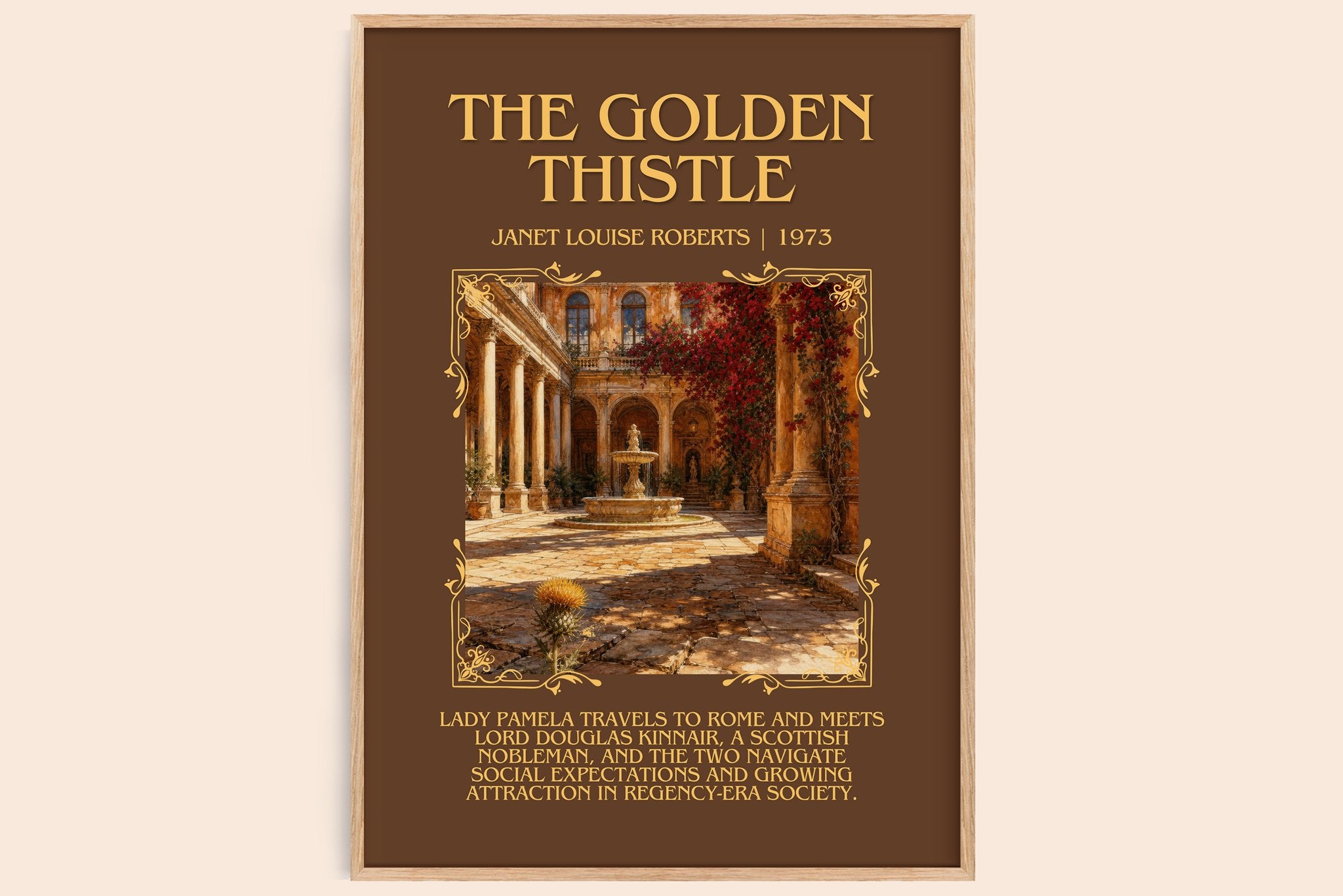 The Golden Thistle Minimalist Book Poster by Janet Louise Roberts