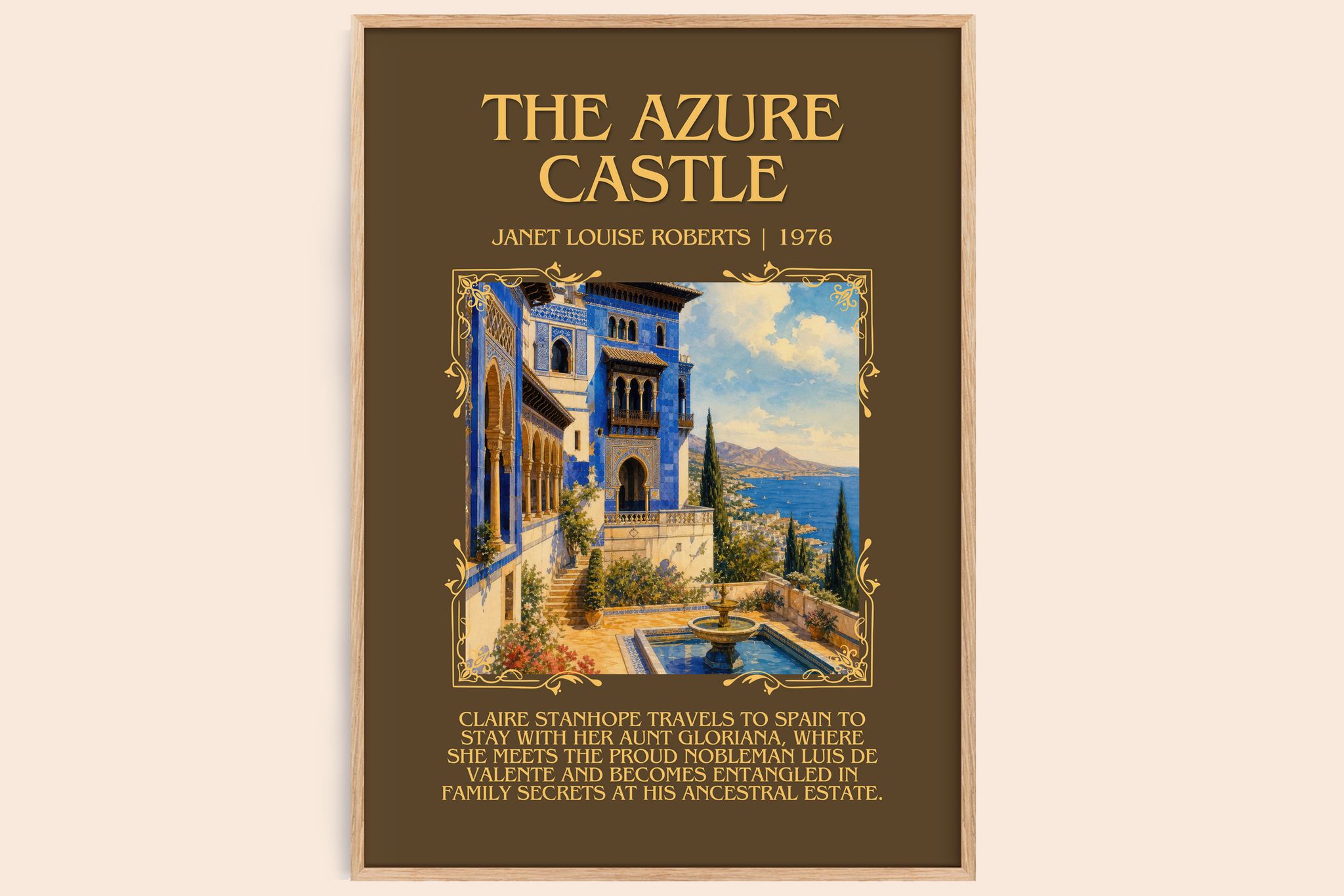 The Azure Castle Minimalist Book Poster by Janet Louise Roberts