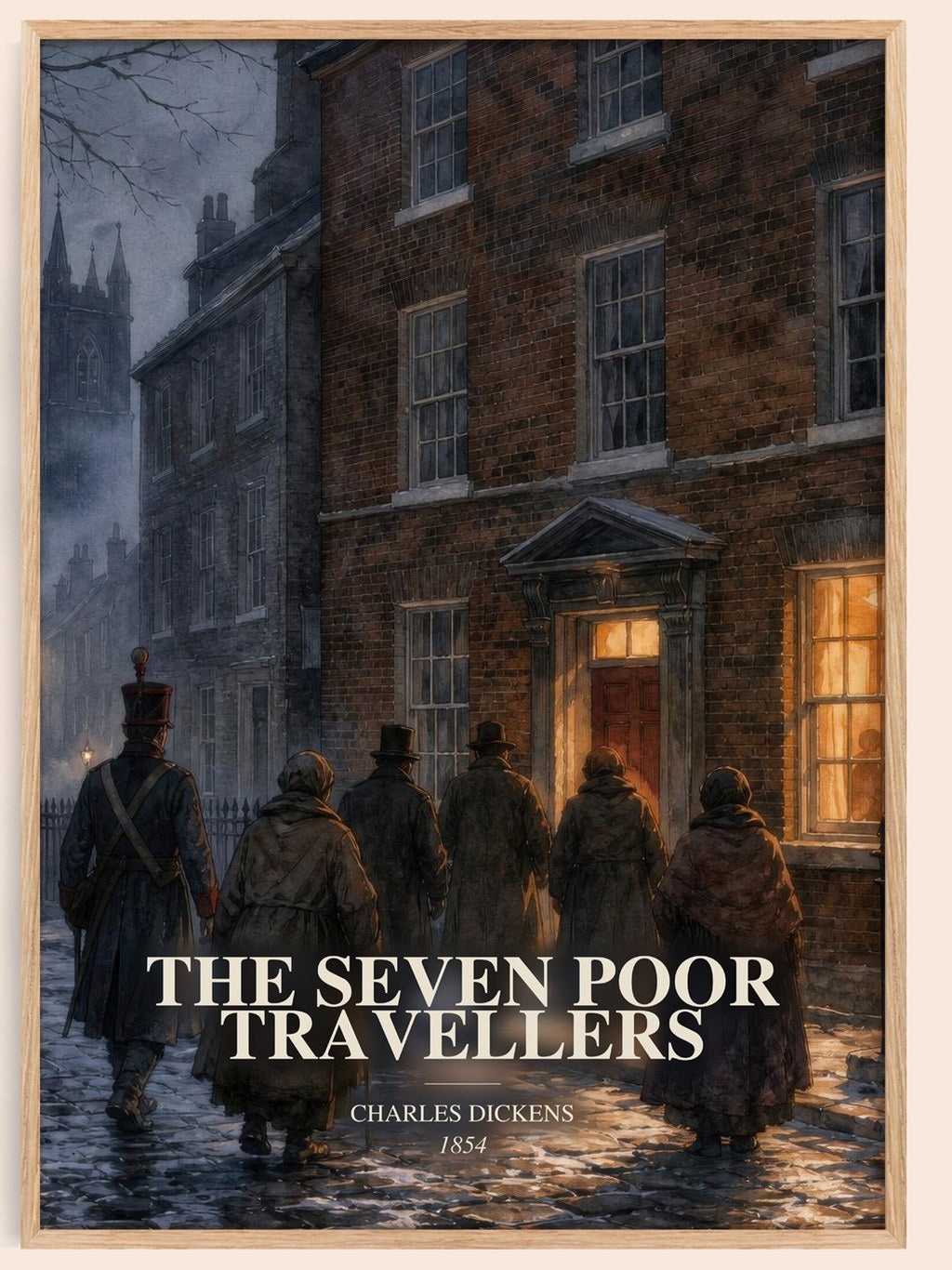 The Seven Poor Travellers watercolour book poster by Charles Dickens – framed literary art print