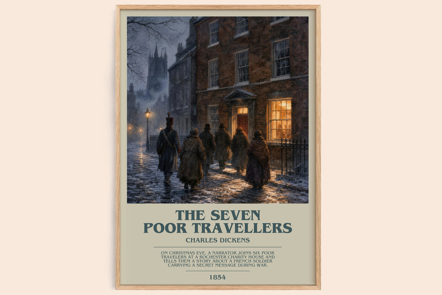 The Seven Poor Travellers bookish book poster by Charles Dickens – framed literary art print