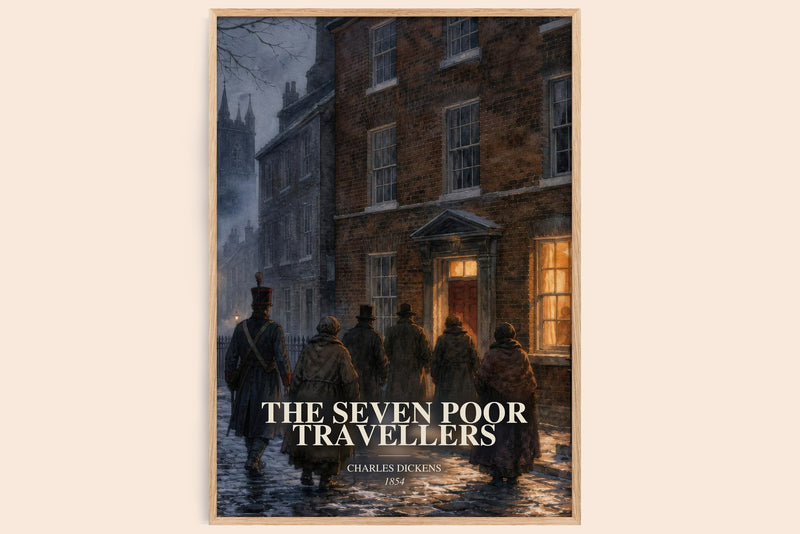 The Seven Poor Travellers watercolour book poster by Charles Dickens – framed literary art print