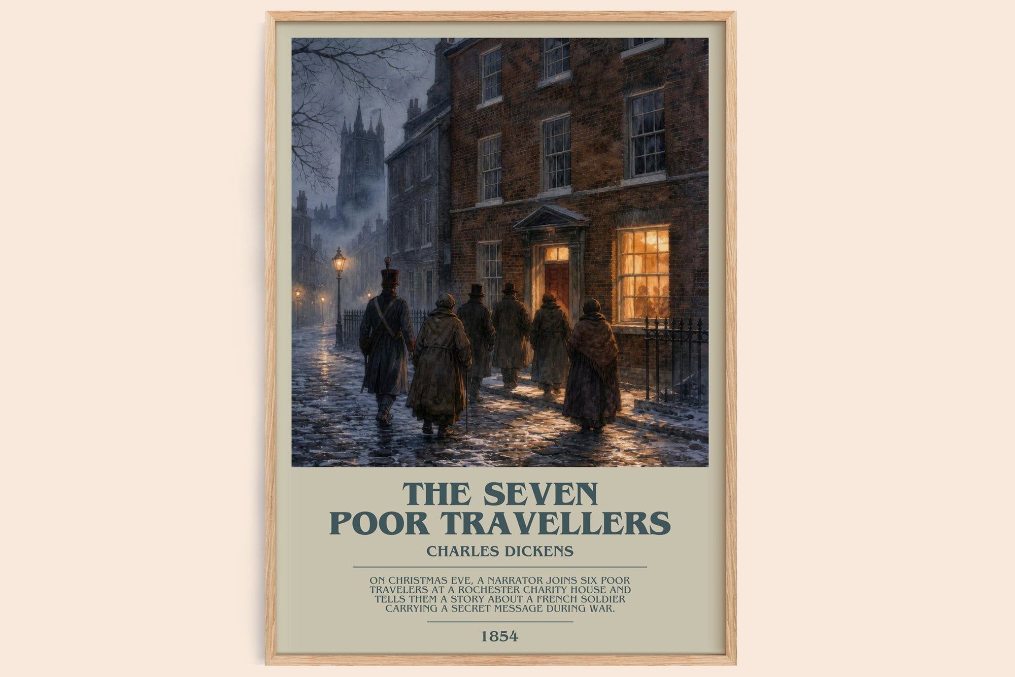 The Seven Poor Travellers bookish book poster by Charles Dickens – framed literary art print