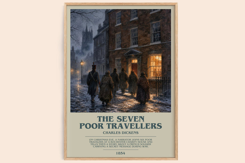 The Seven Poor Travellers bookish book poster by Charles Dickens – framed literary art print