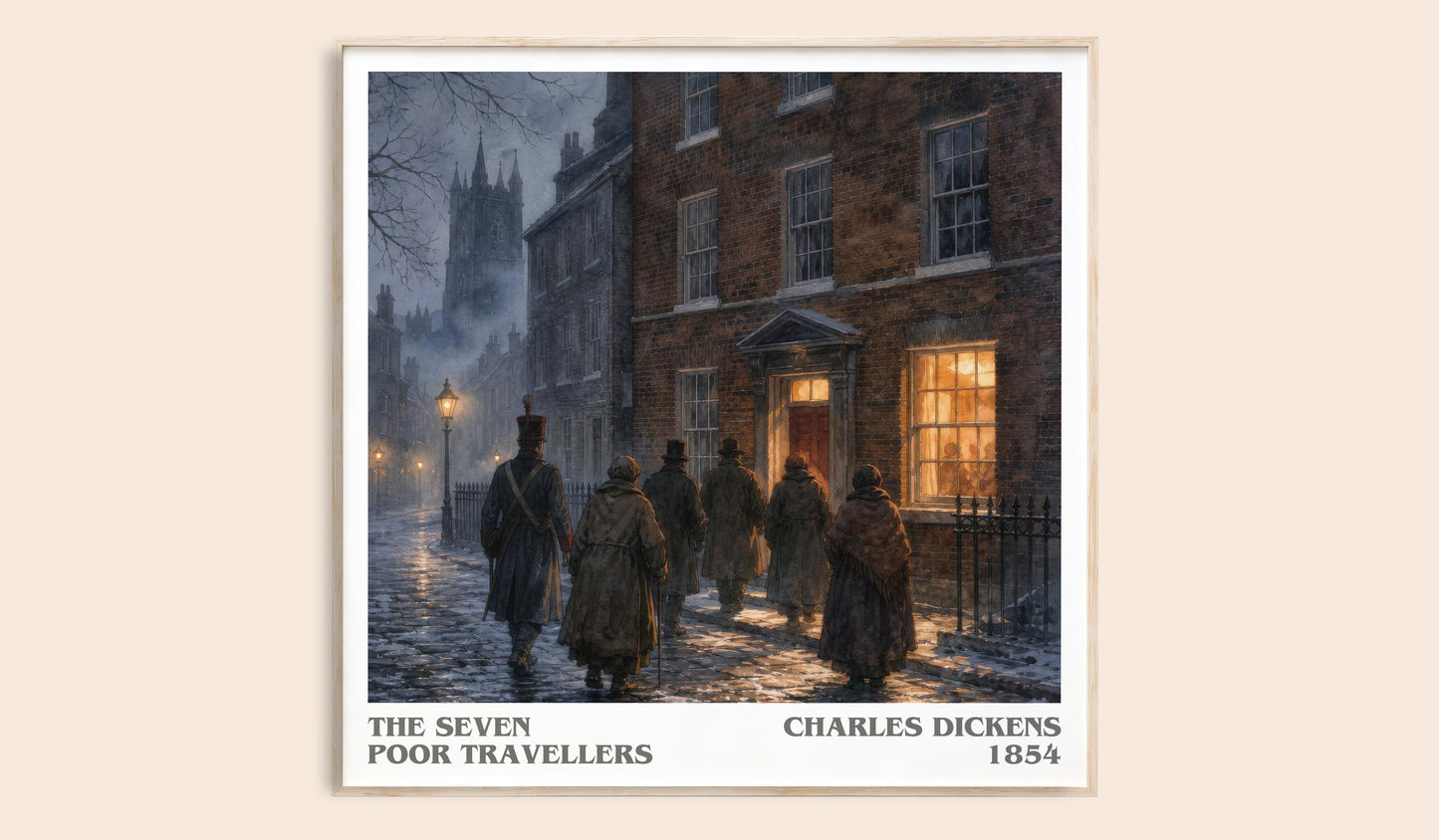 The Seven Poor Travellers literary book poster by Charles Dickens – framed literary art print