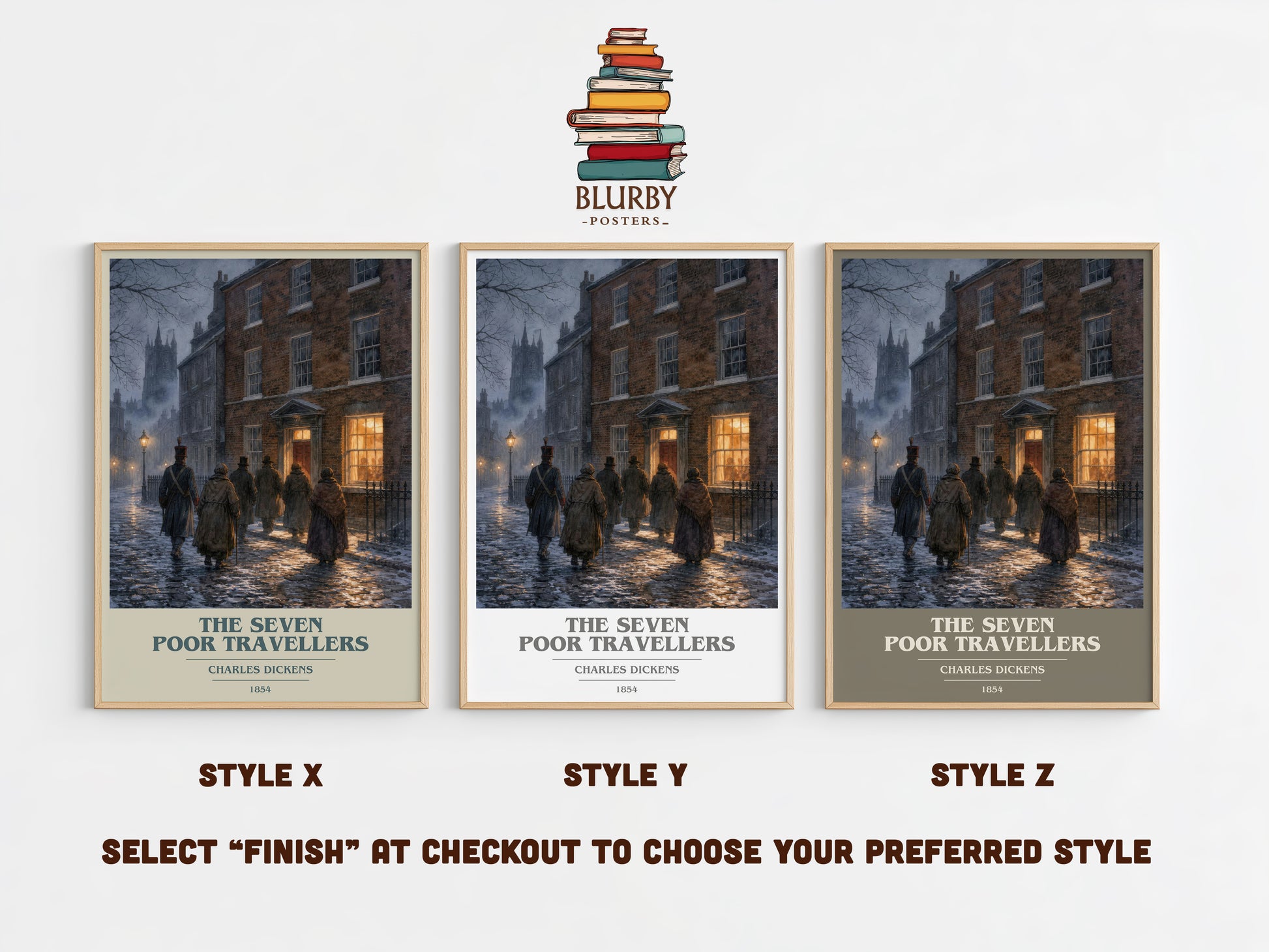 The Seven Poor Travellers book cover print in frame leaning in hallway – classic literature wall art