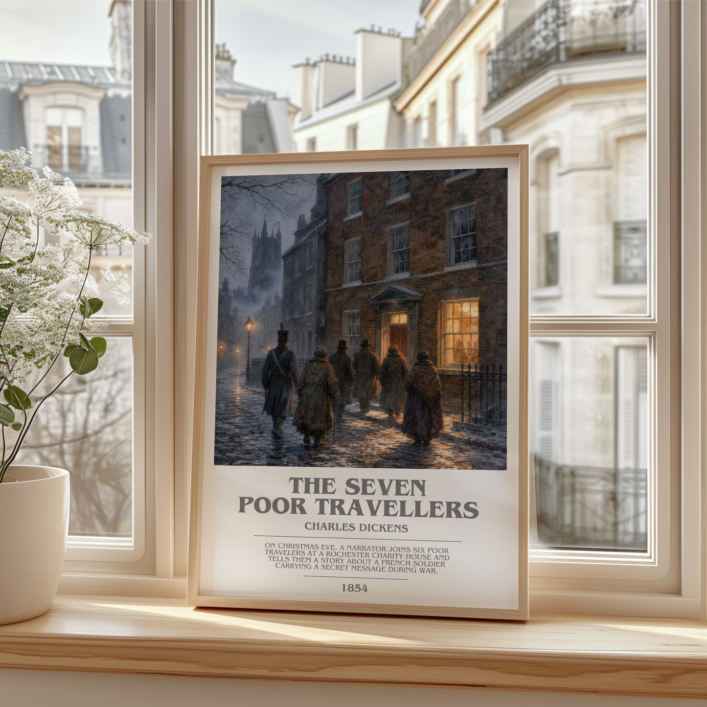 The Seven Poor Travellers bookish poster colour and style options – Charles Dickens book art