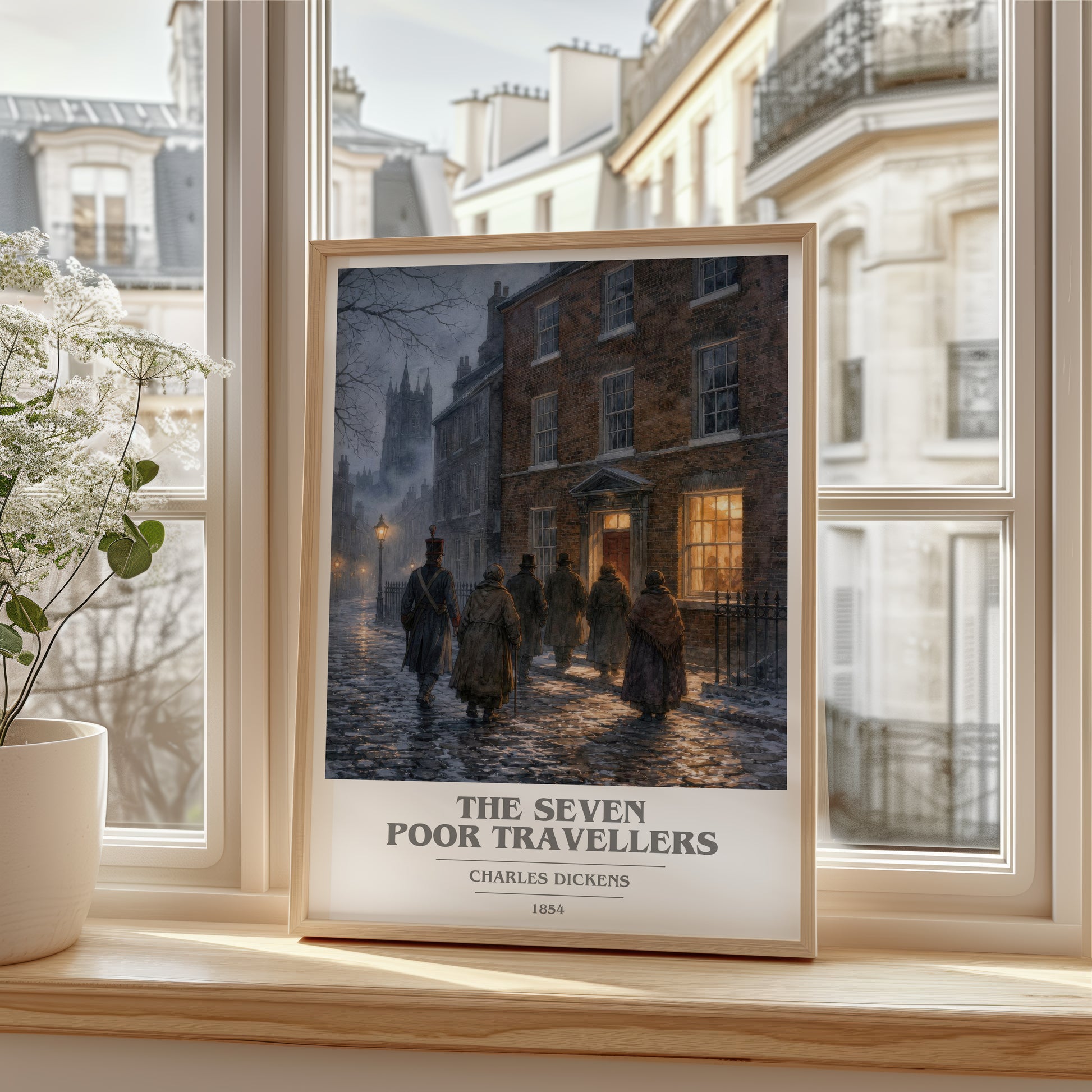 The Seven Poor Travellers book cover poster colour and style options – Charles Dickens book art