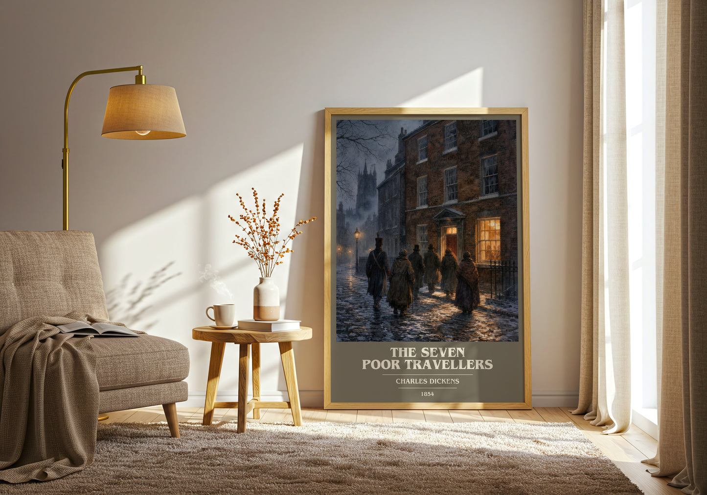 The Seven Poor Travellers book cover print on bookshelf – Charles Dickens fan gift