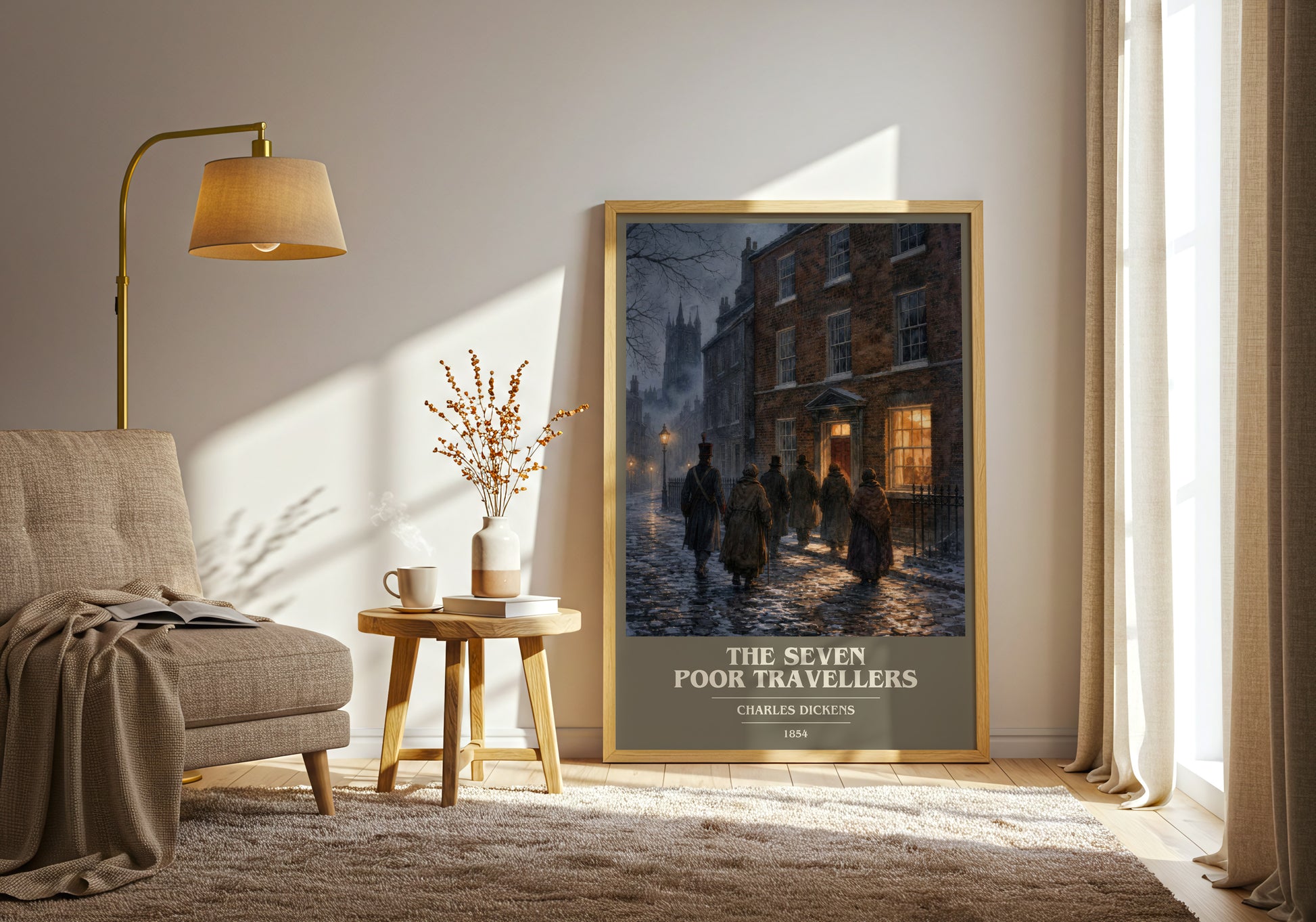 The Seven Poor Travellers book cover print on bookshelf – Charles Dickens fan gift