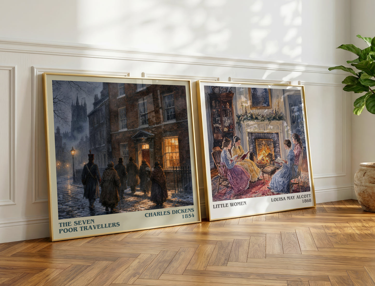 The Seven Poor Travellers literary print on bookshelf – Charles Dickens fan gift