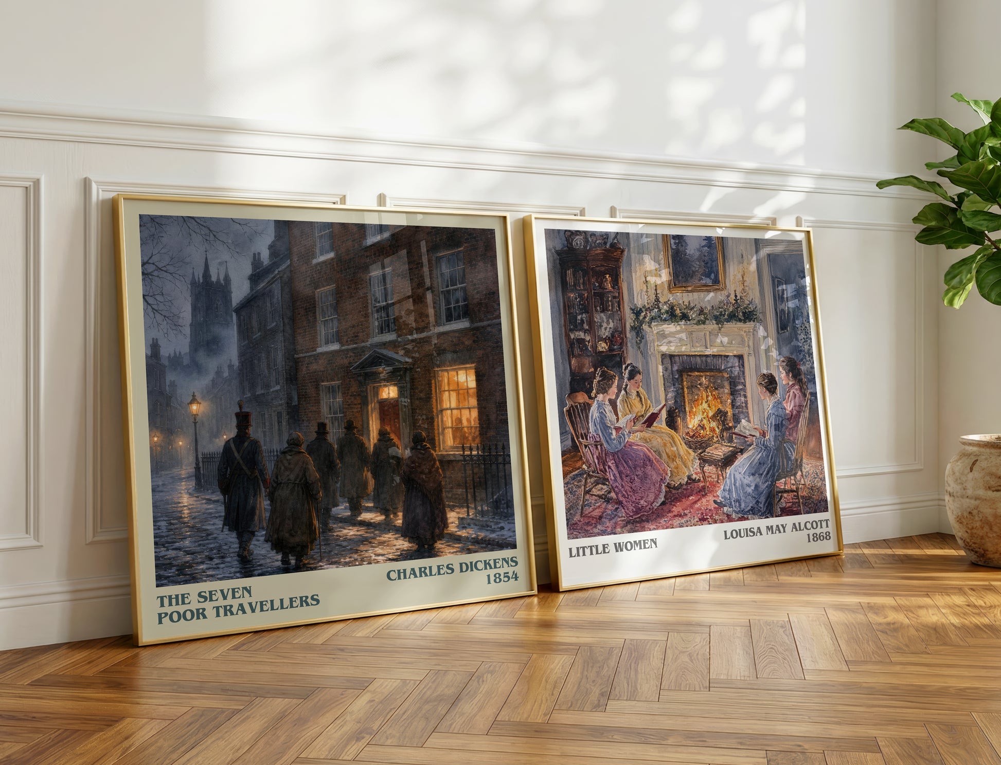The Seven Poor Travellers literary print on bookshelf – Charles Dickens fan gift