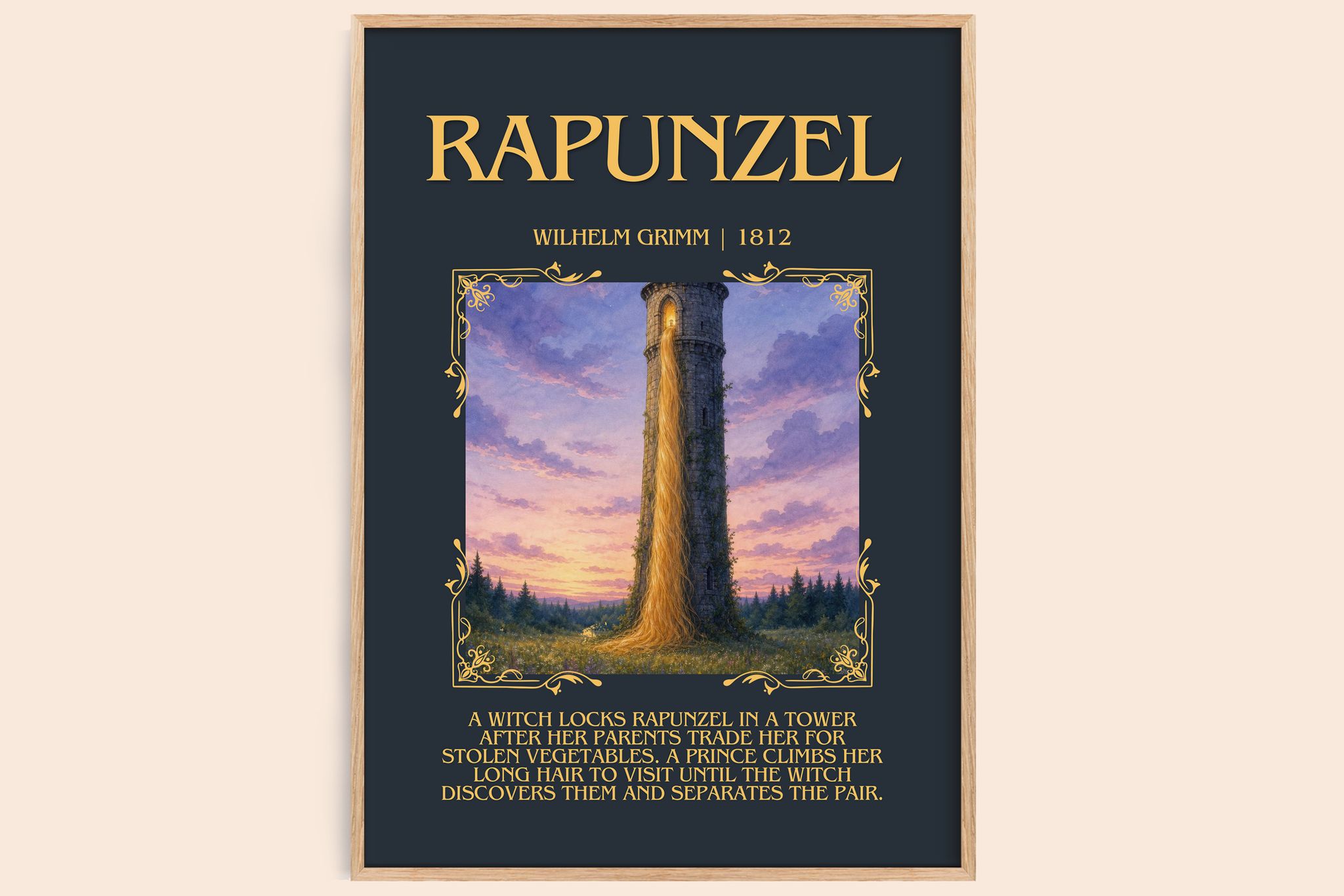Rapunzel Minimalist Book Poster by Wilhelm Grimm