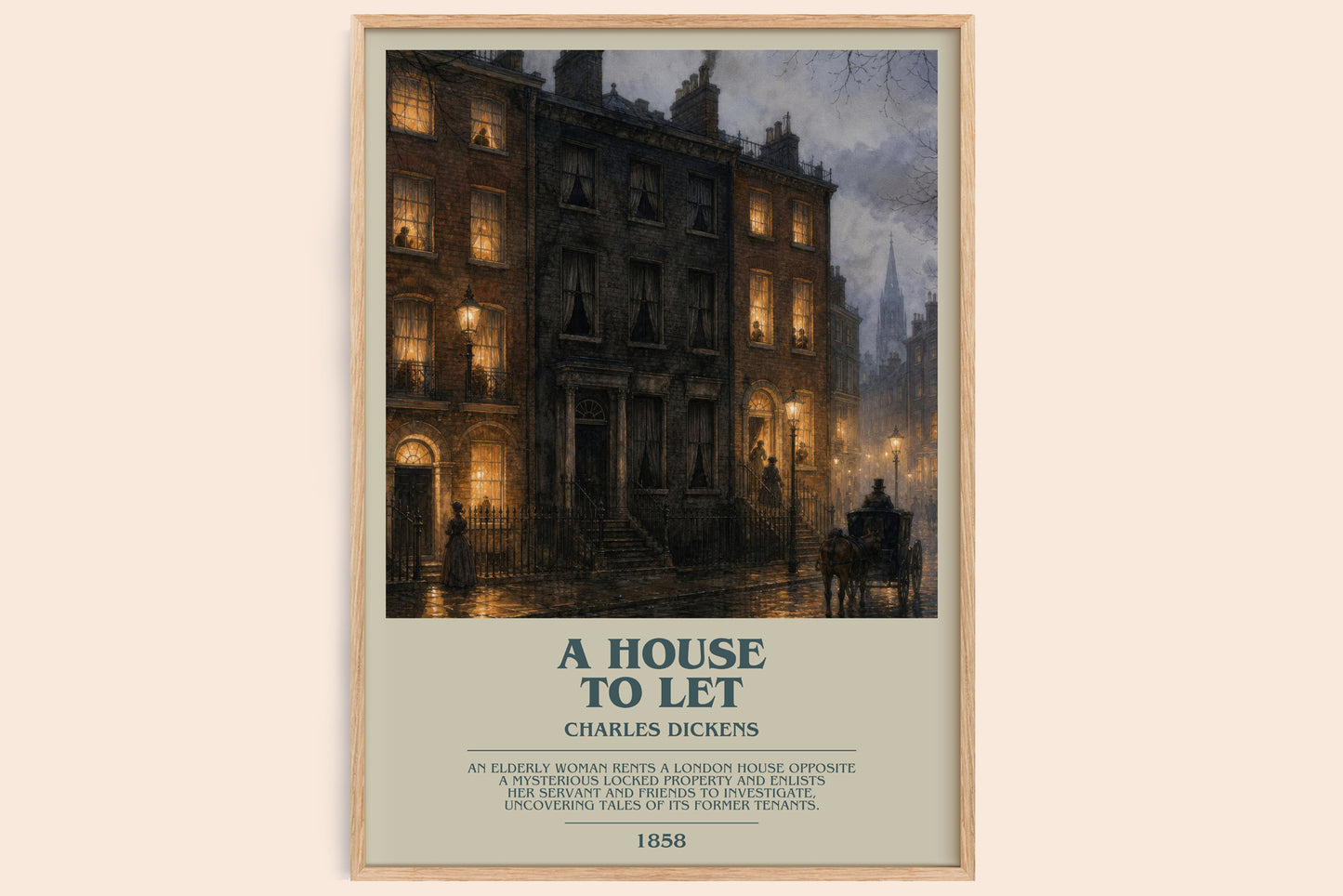 A House To Let bookish book poster by Charles Dickens – framed literary art print