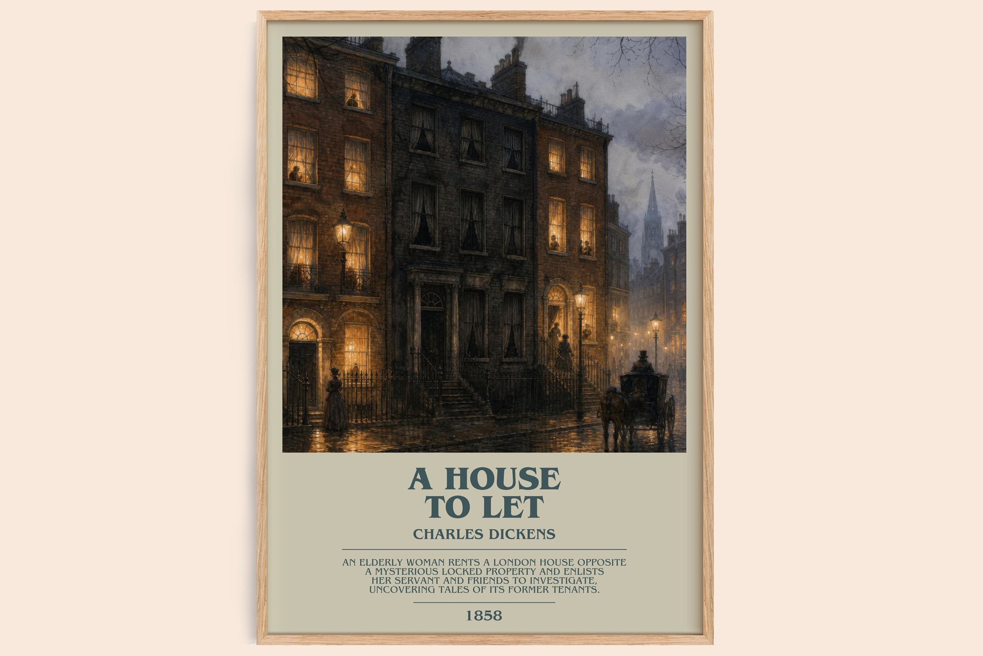 A House To Let bookish book poster by Charles Dickens – framed literary art print