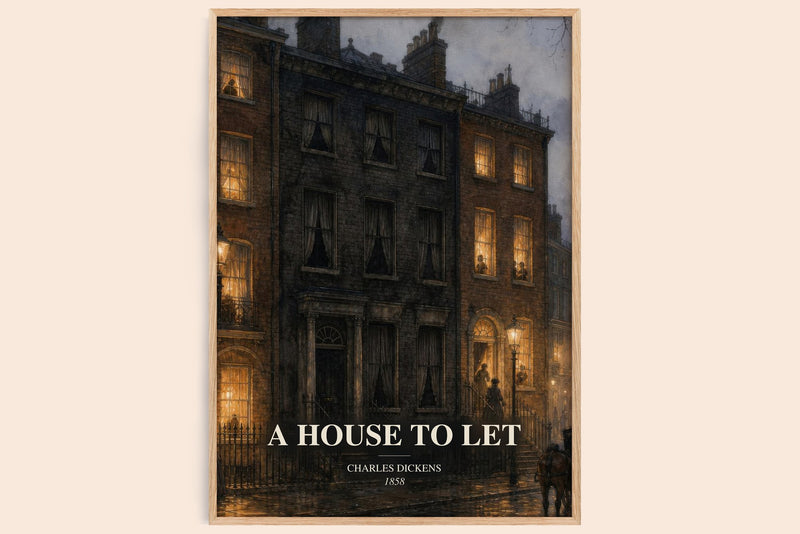 A House To Let watercolour book poster by Charles Dickens – framed literary art print
