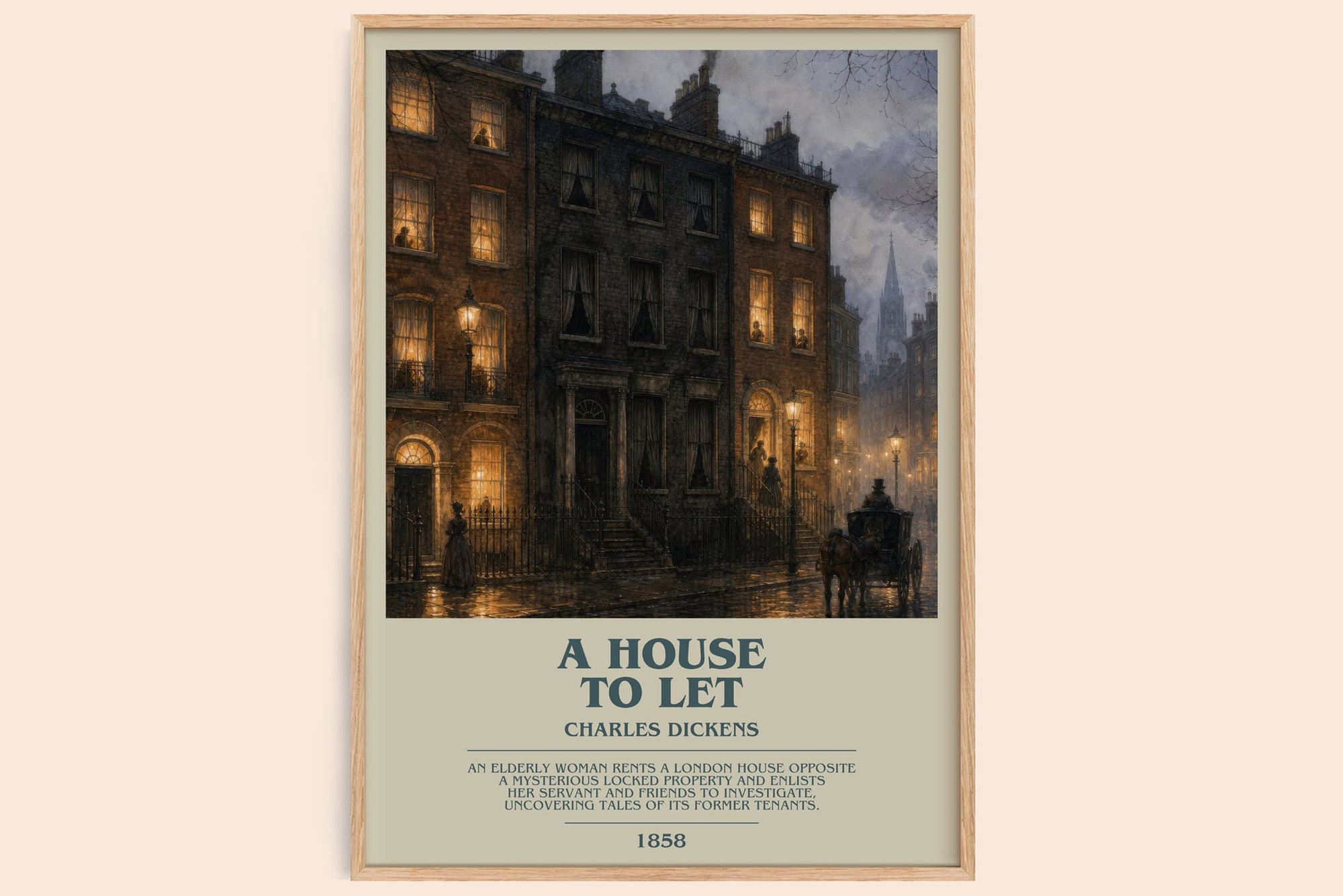 A House To Let bookish book poster by Charles Dickens – framed literary art print