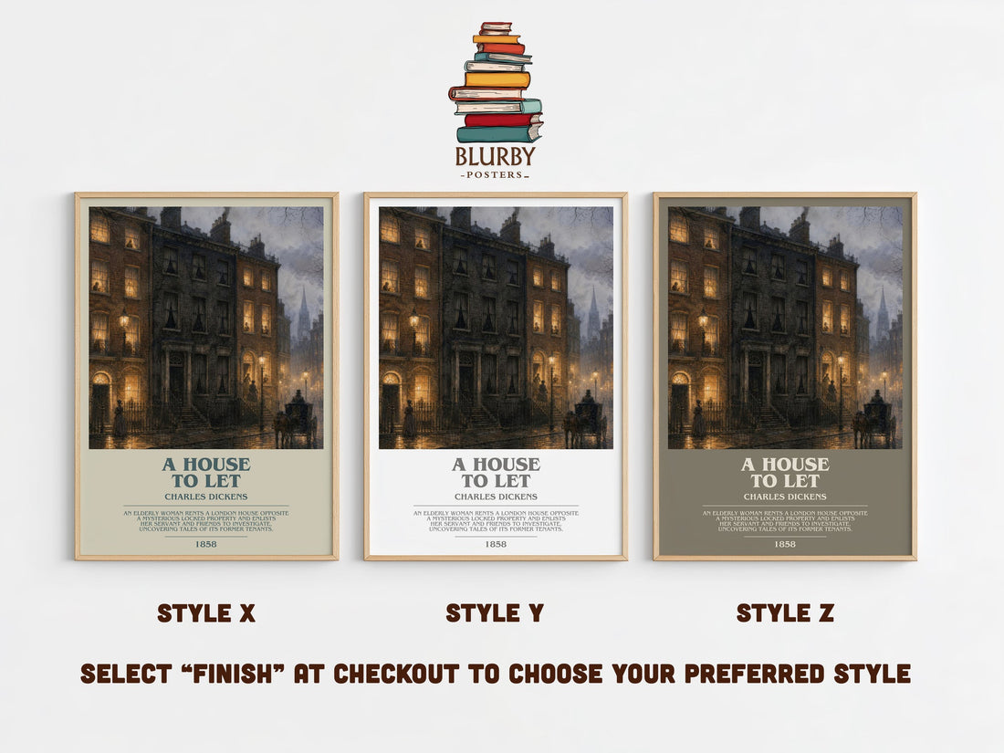 A House To Let bookish print in frame leaning in hallway – mystery wall art (mockup)