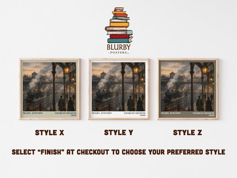 Mugby Junction literary print in frame leaning in hallway – classic literature wall art