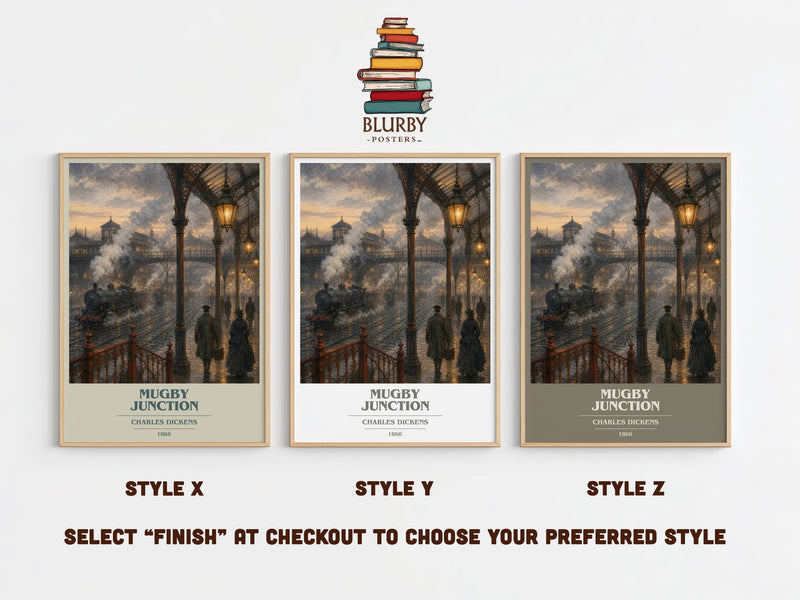 Mugby Junction book cover print in frame leaning in hallway – classic literature wall art