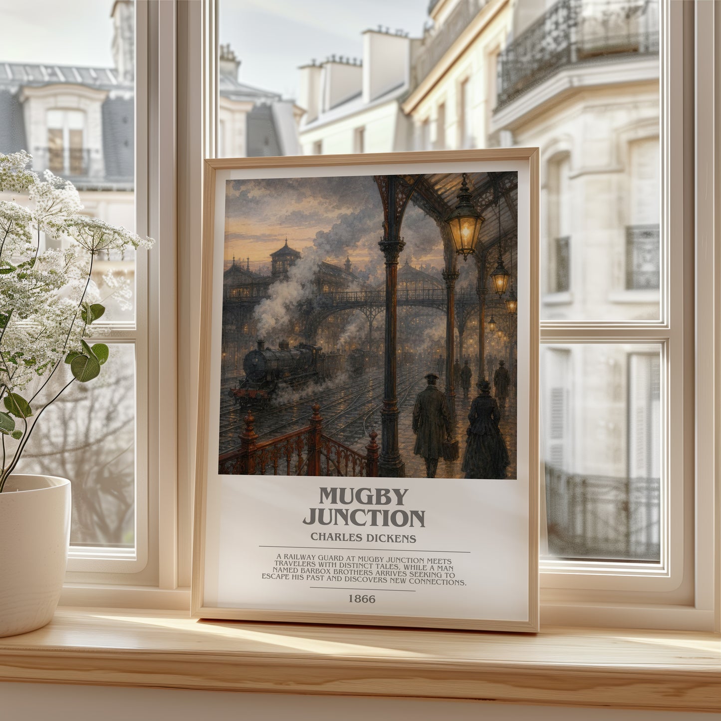 Mugby Junction bookish poster colour and style options – Charles Dickens book art