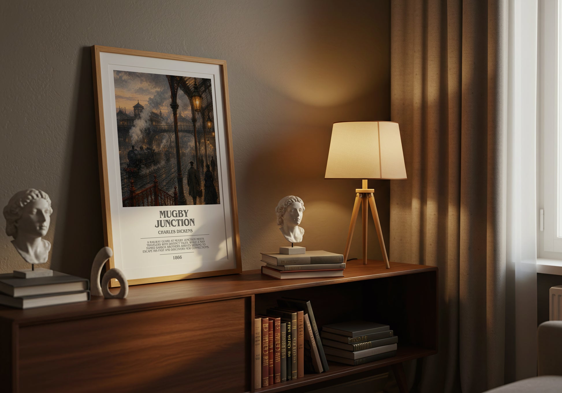 Mugby Junction bookish book poster framed on wall – classic literature wall art