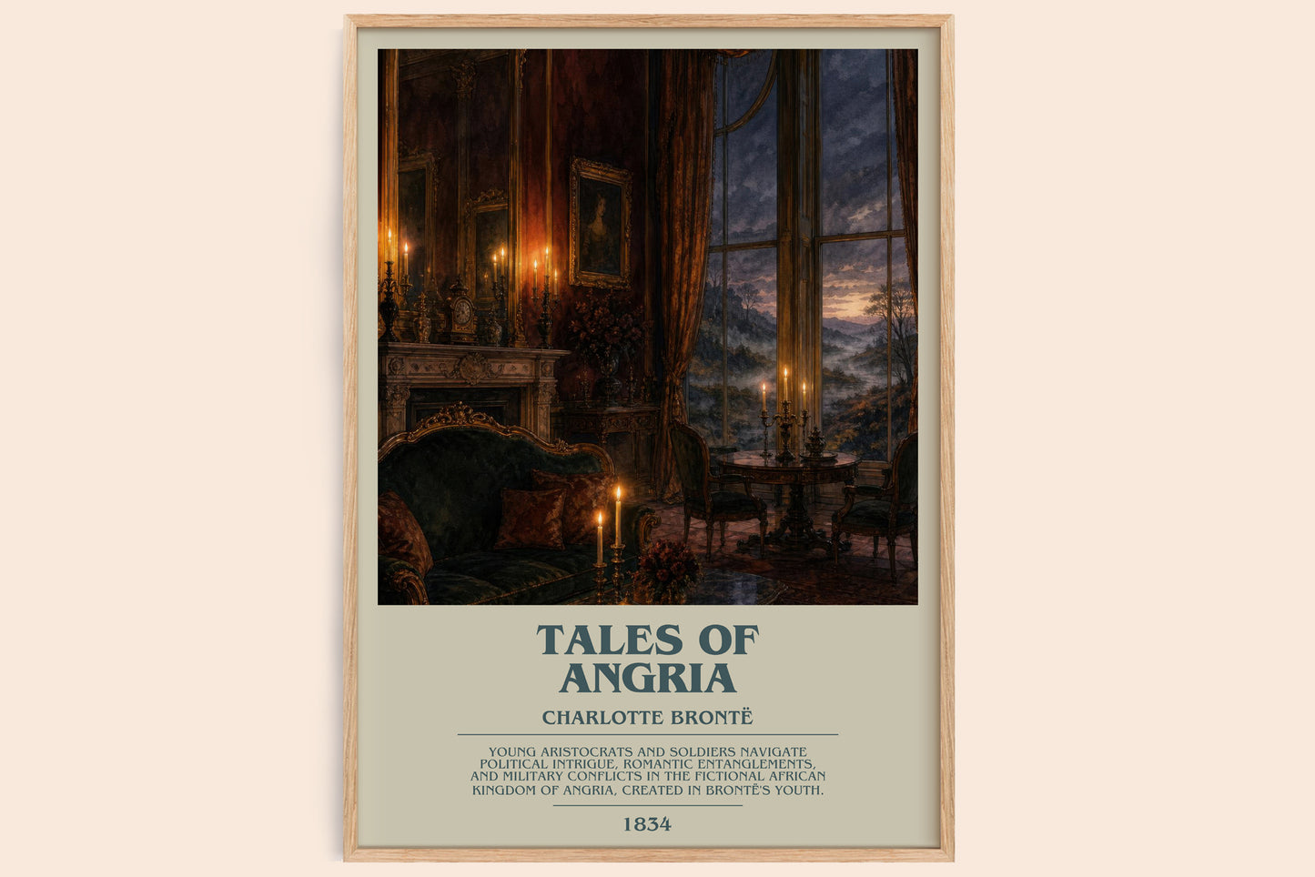 Tales Of Angria bookish book poster by Charlotte Brontë – framed literary art print