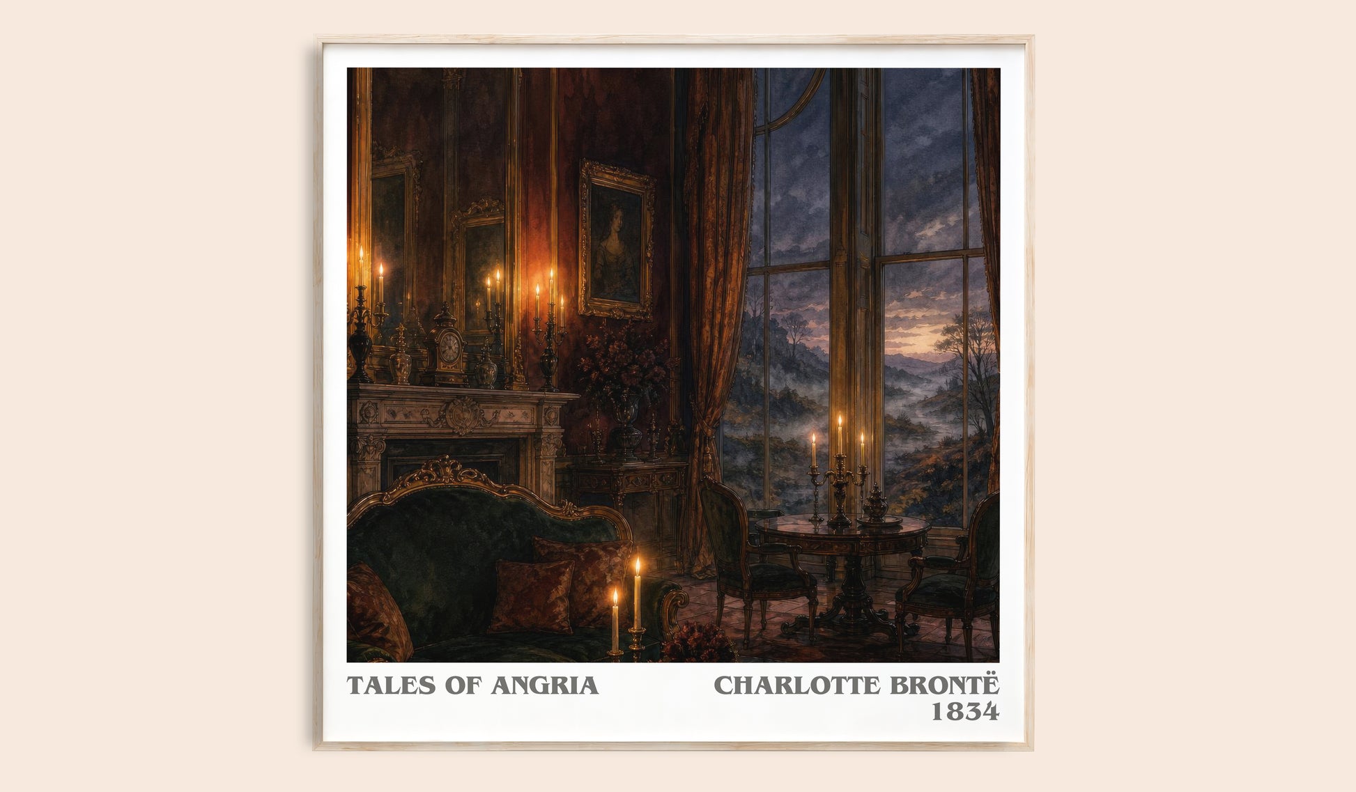Tales Of Angria literary book poster by Charlotte Brontë – framed literary art print