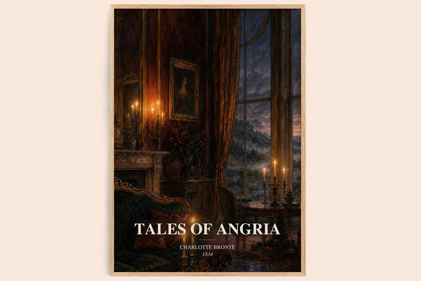 Tales Of Angria watercolour book poster by Charlotte Brontë – framed literary art print