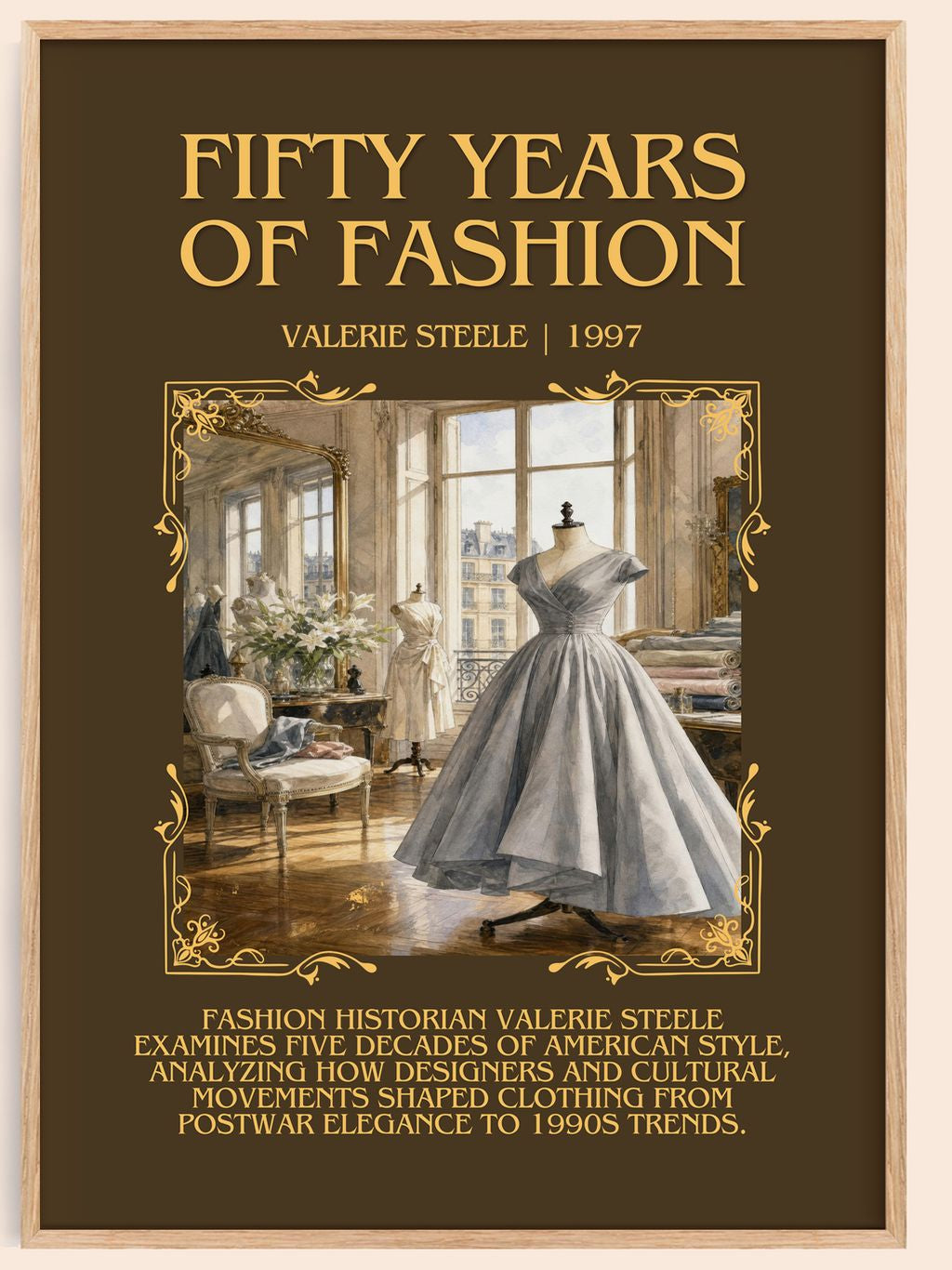 Fifty years of fashion Minimalist Book Poster by Valerie Steele – book poster