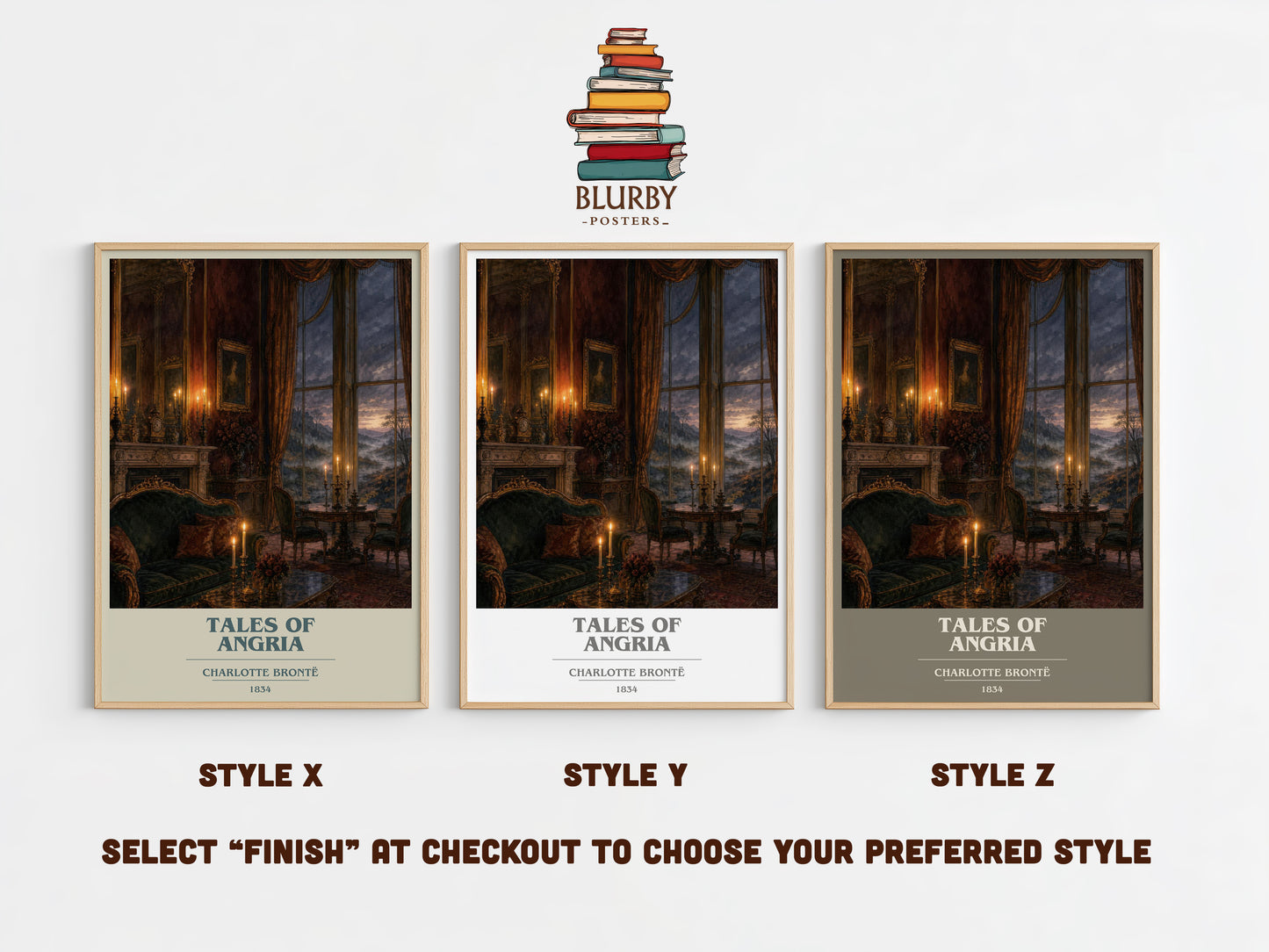 Tales Of Angria book cover print in frame leaning in hallway – classic literature wall art