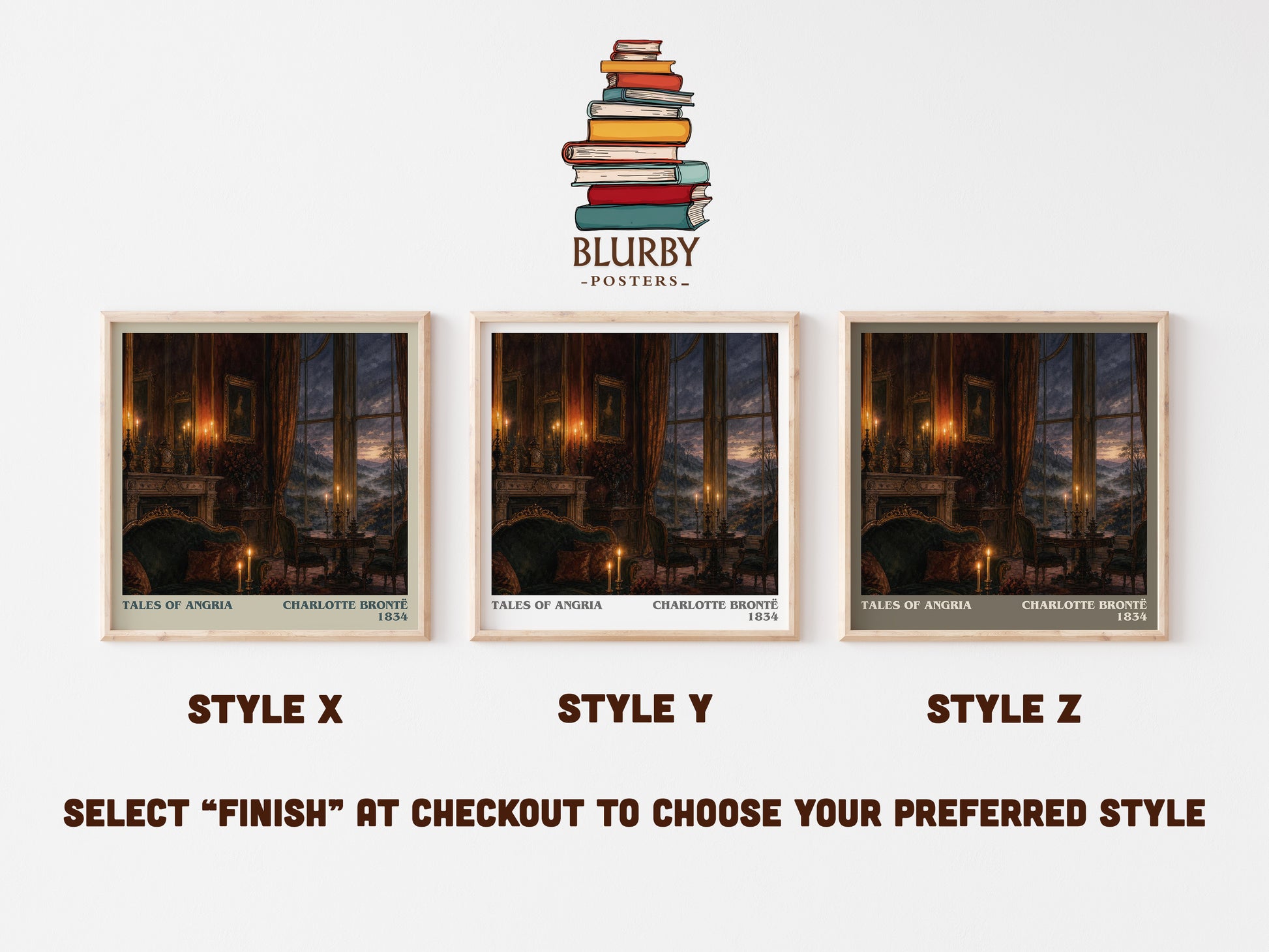 Tales Of Angria literary print in frame leaning in hallway – classic literature wall art