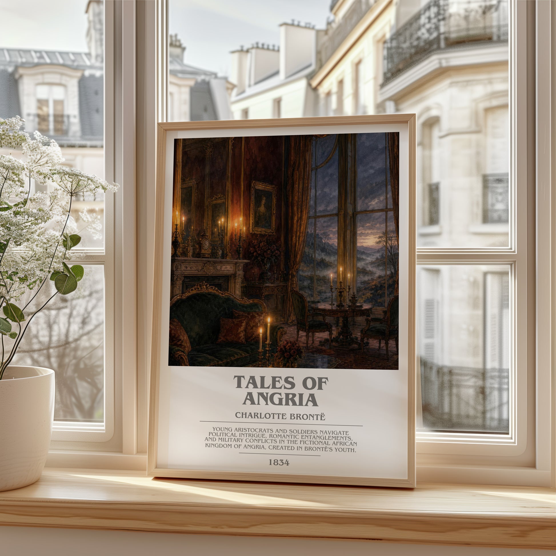 Tales Of Angria bookish poster colour and style options – Charlotte Brontë book art