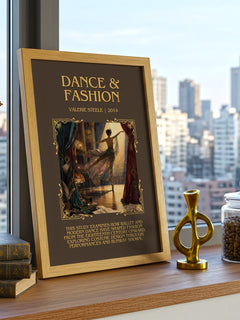 Dance & fashion Minimalist Book Poster by Valerie Steele – framed print on a city-view windowsill