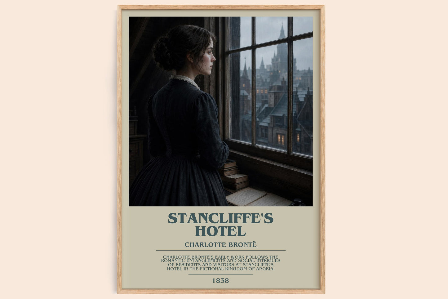Stancliffe'S Hotel bookish book poster by Charlotte Brontë – framed literary art print
