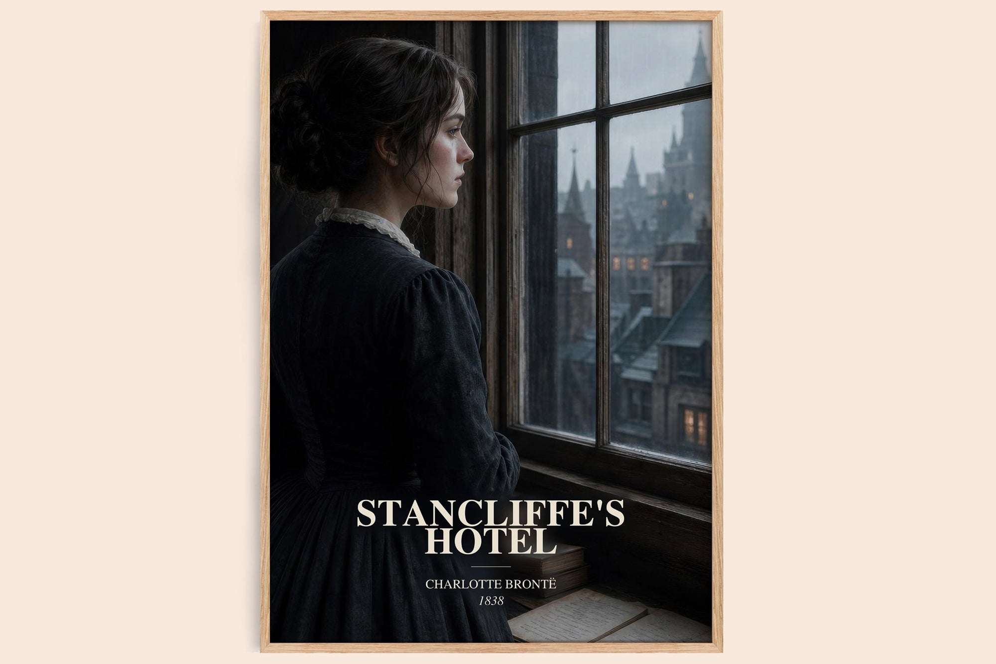 Stancliffe'S Hotel watercolour book poster by Charlotte Brontë – framed literary art print