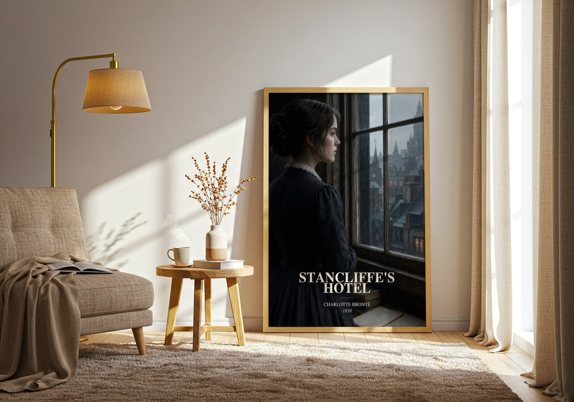 Stancliffe'S Hotel watercolour print in frame leaning in hallway – classic literature wall art