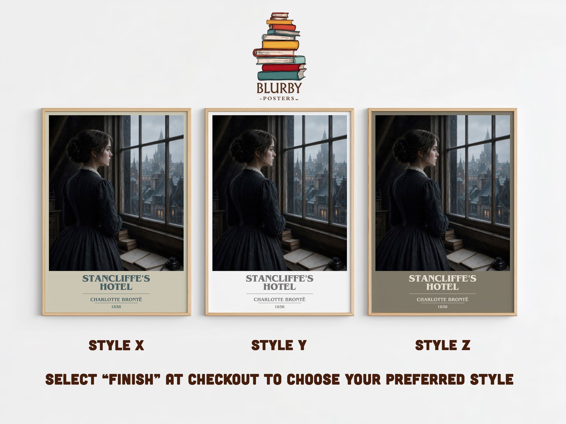 Stancliffe'S Hotel book cover print in frame leaning in hallway – classic literature wall art