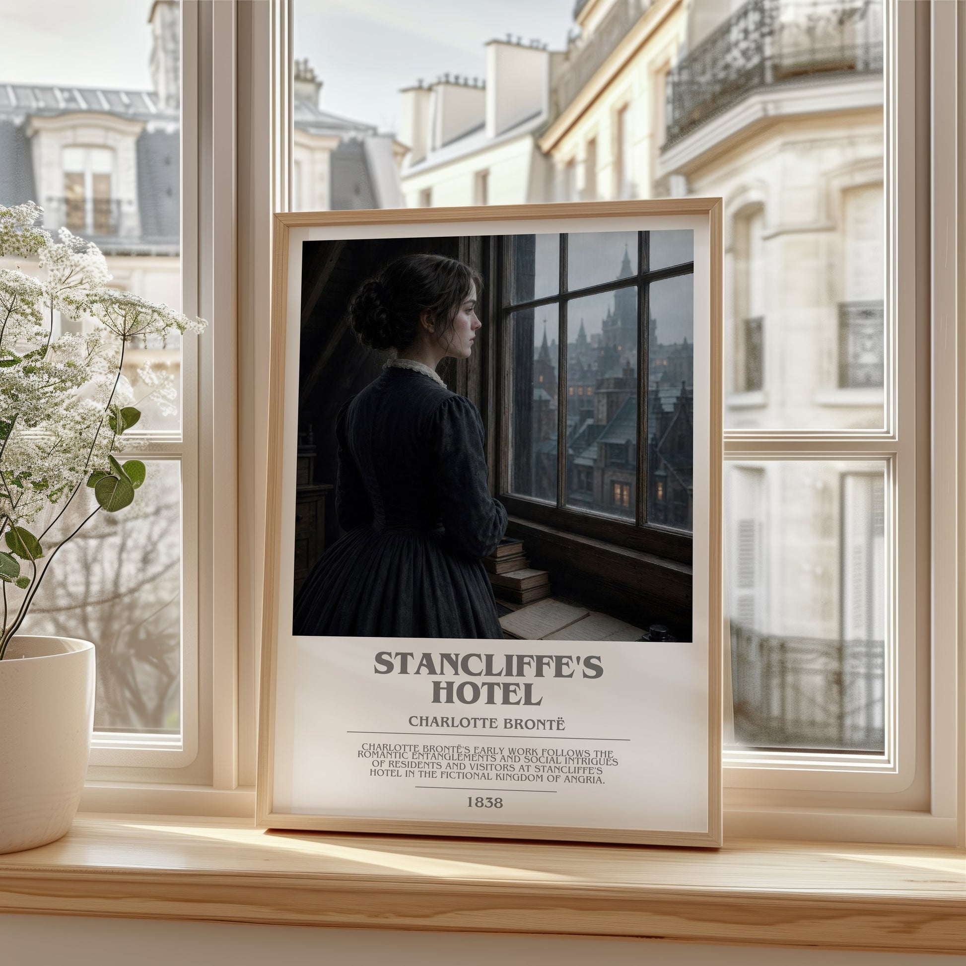 Stancliffe'S Hotel bookish poster colour and style options – Charlotte Brontë book art