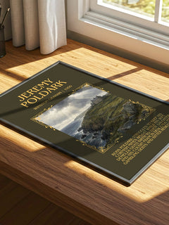 Jeremy Poldark Minimalist Book Poster by Winston Graham – print on a sunlit desk