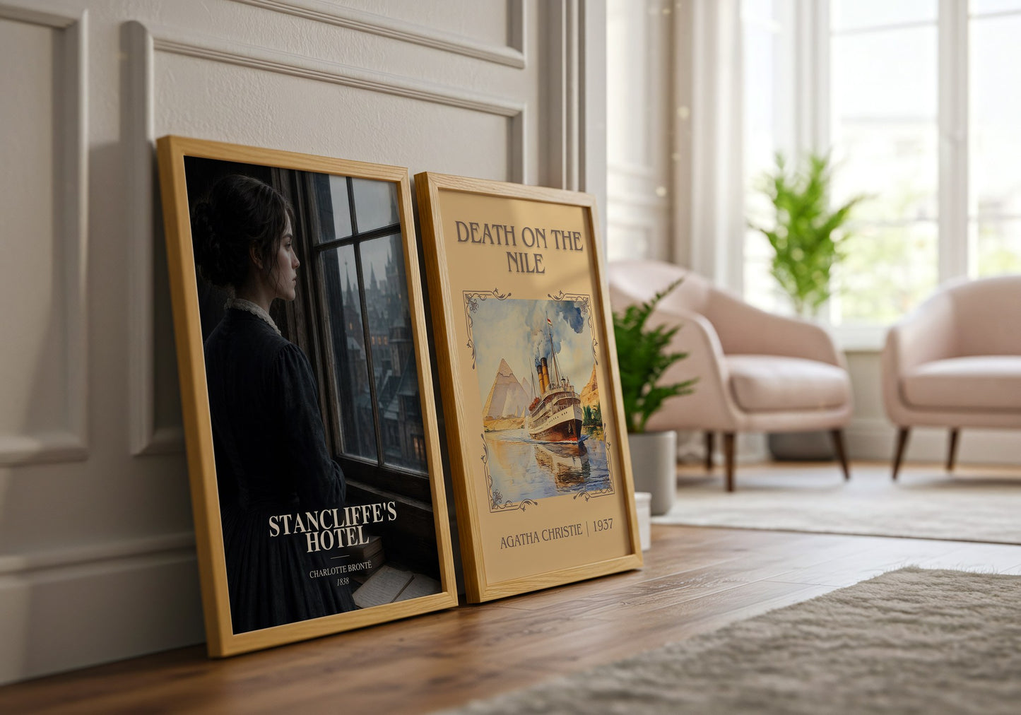 Stancliffe'S Hotel watercolour print framed by window – literary home decor