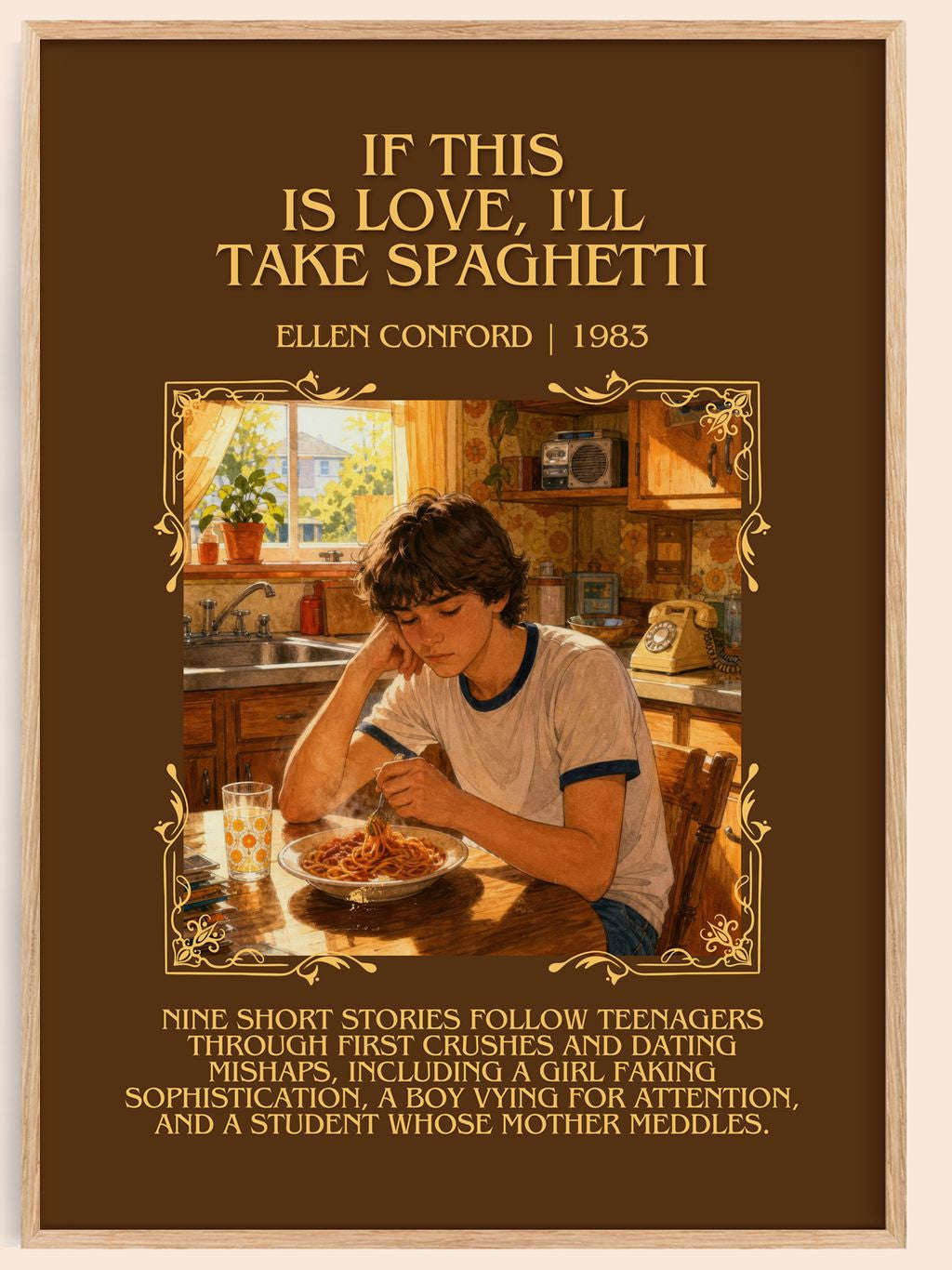 If this is love, I'll take spaghetti Minimalist Book Poster by Ellen Conford – book poster