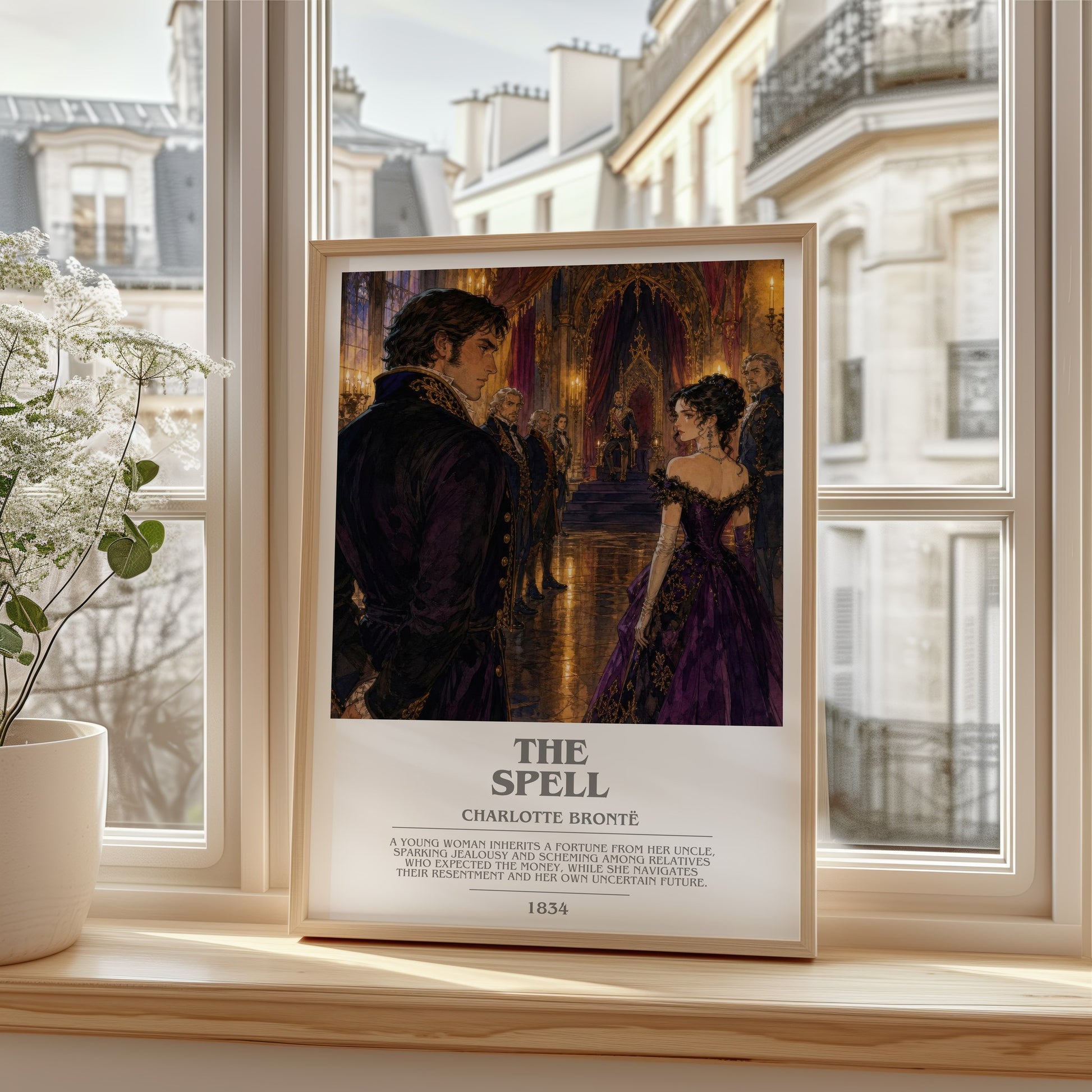 The Spell bookish poster colour and style options – Charlotte Brontë book art