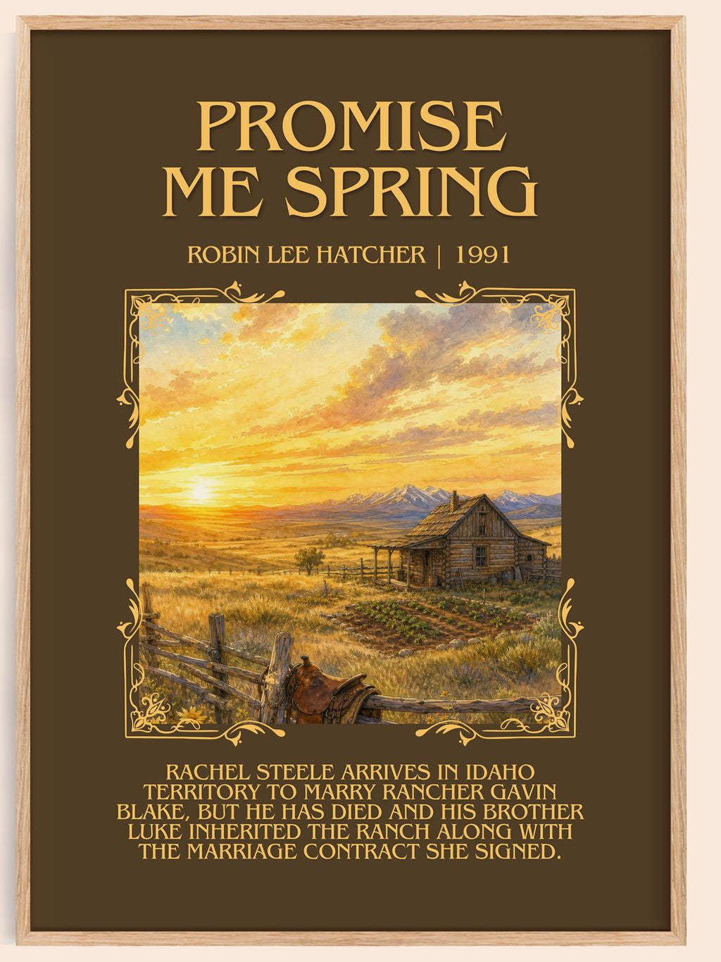 Promise Me Spring Minimalist Book Poster by Robin Lee Hatcher – book poster