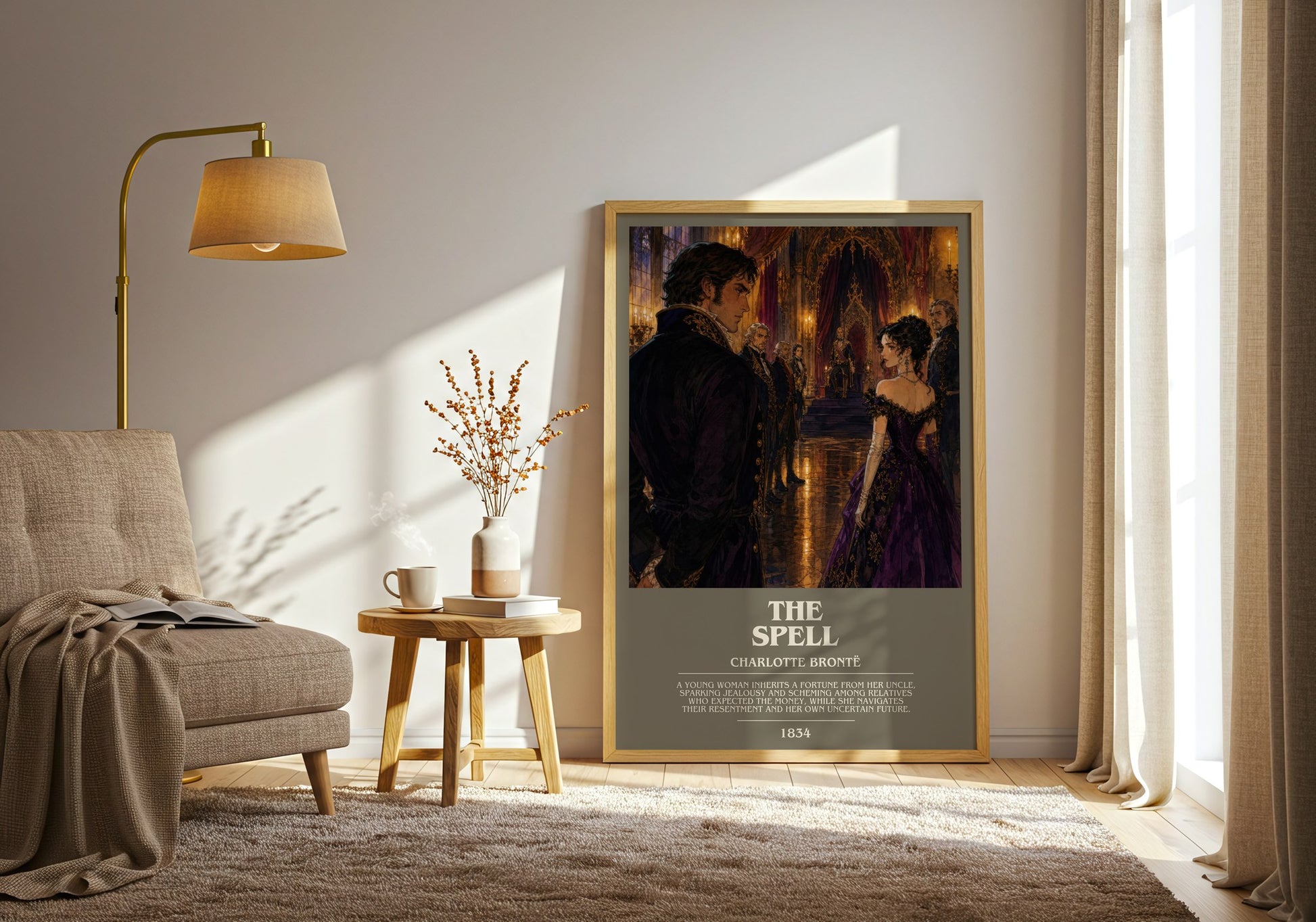 The Spell bookish print on bookshelf – Charlotte Brontë fan gift